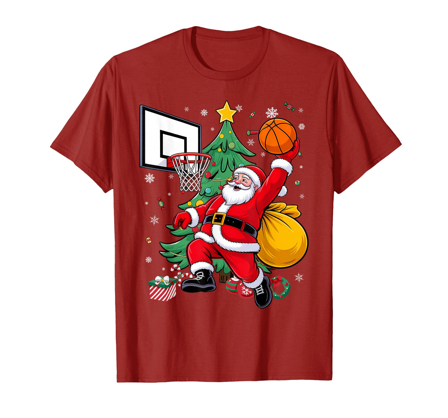 Santa Basketball Christmas Xmas Dunking T-Shirt