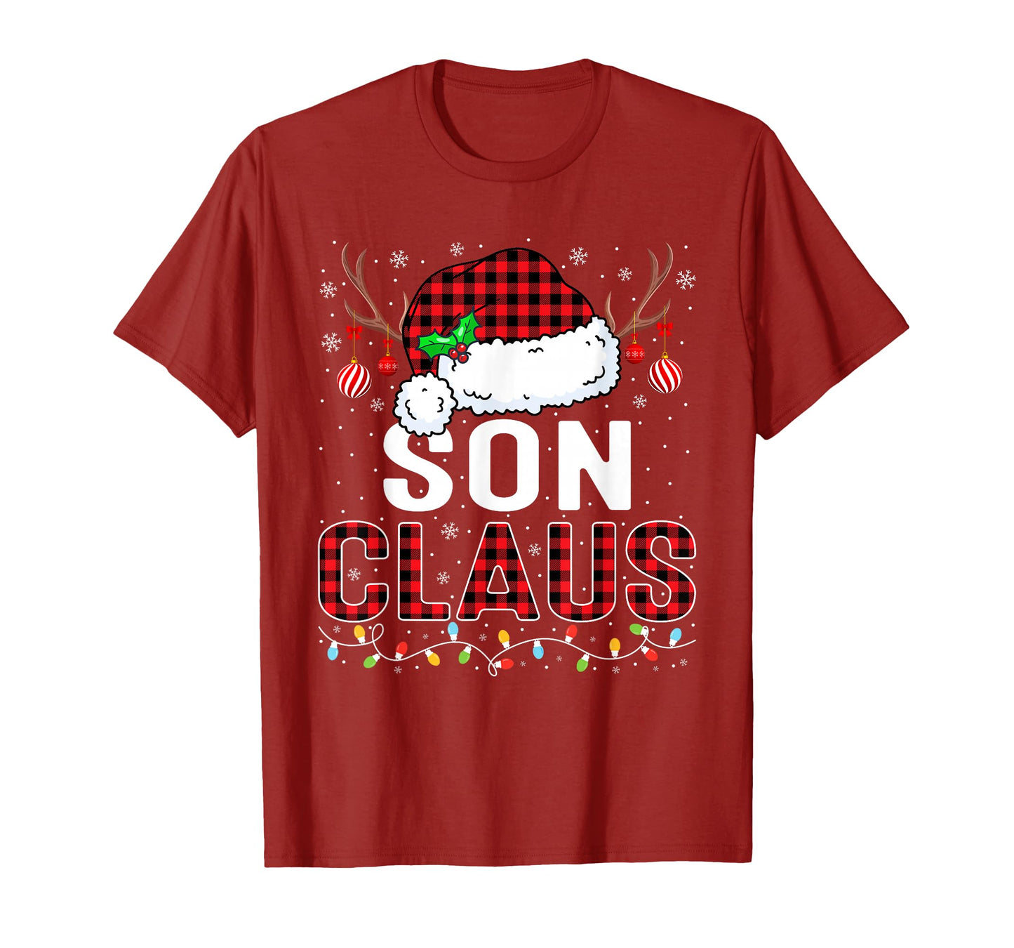 Christmas Lights Son Claus Family Matching Xmas Pajama T-Shirt