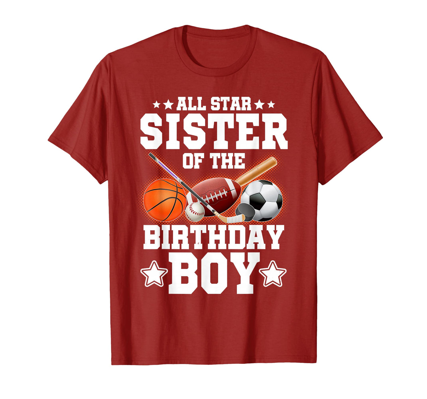 All Star Sister Of The Birthday Boy Basketball Soccer Sport T-Shirt