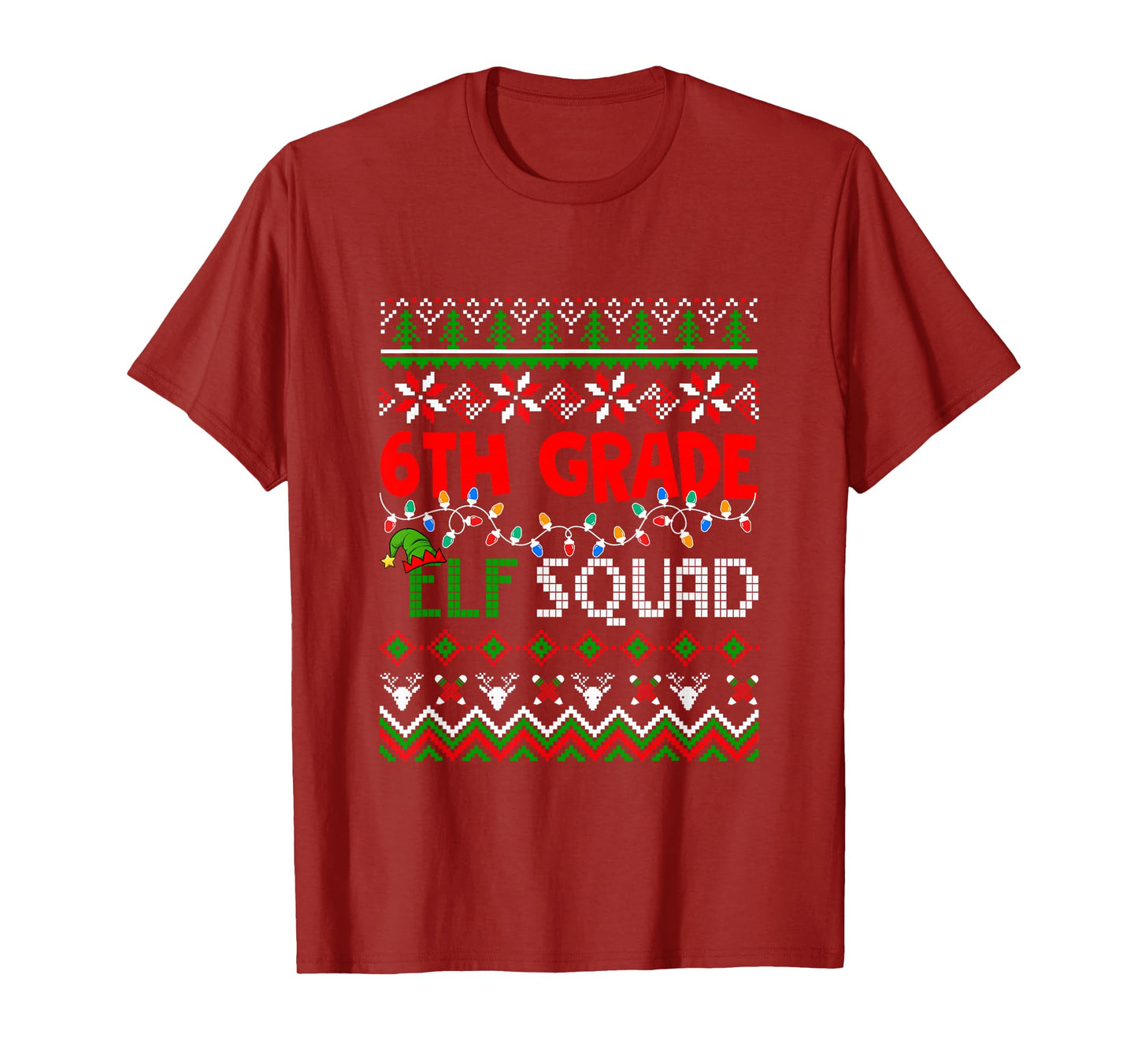 6th Grade Elf Squad Christmas Sweater Students Teachers T-Shirt