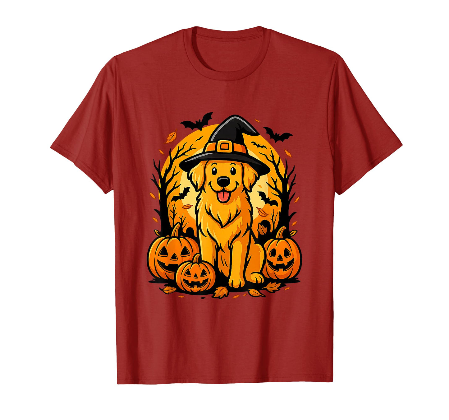 Cute Halloween Golden Retriever Witch Dog Costume T-Shirt