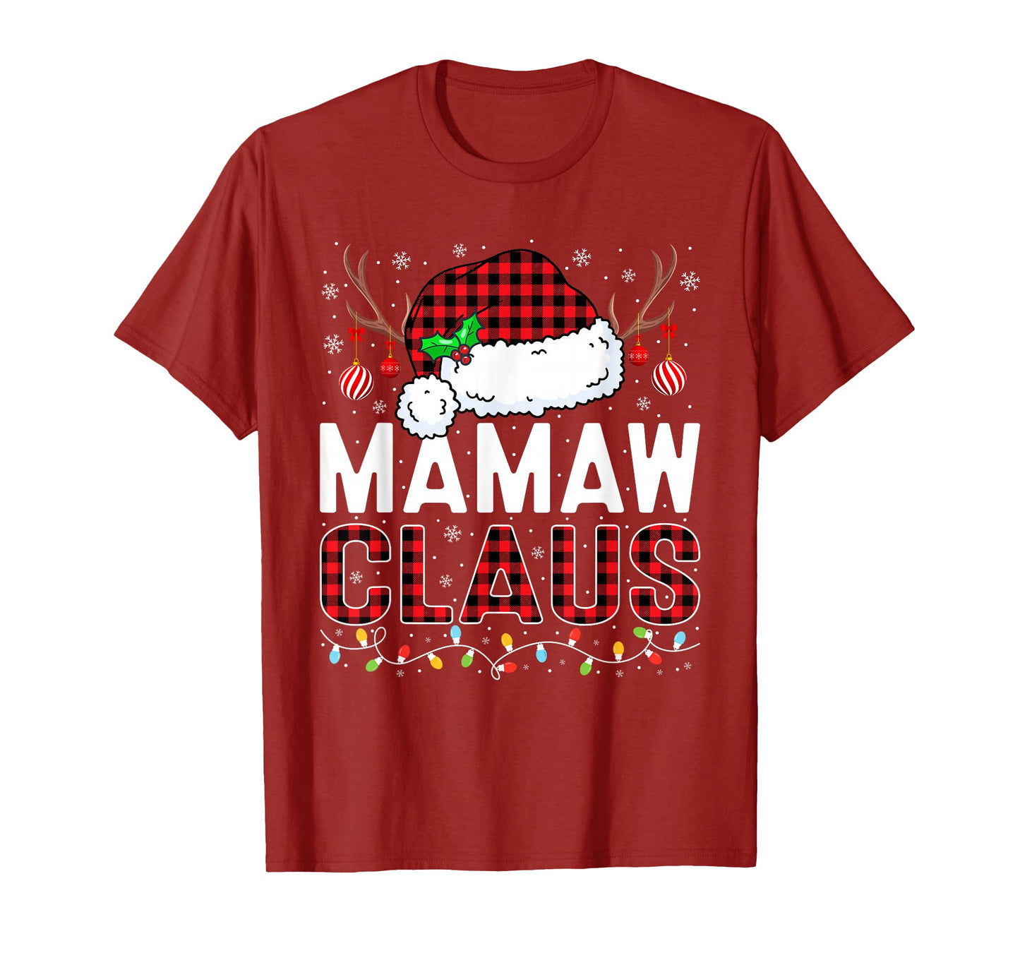 Christmas Lights Mamaw Claus Family Matching Xmas Pajama T-Shirt