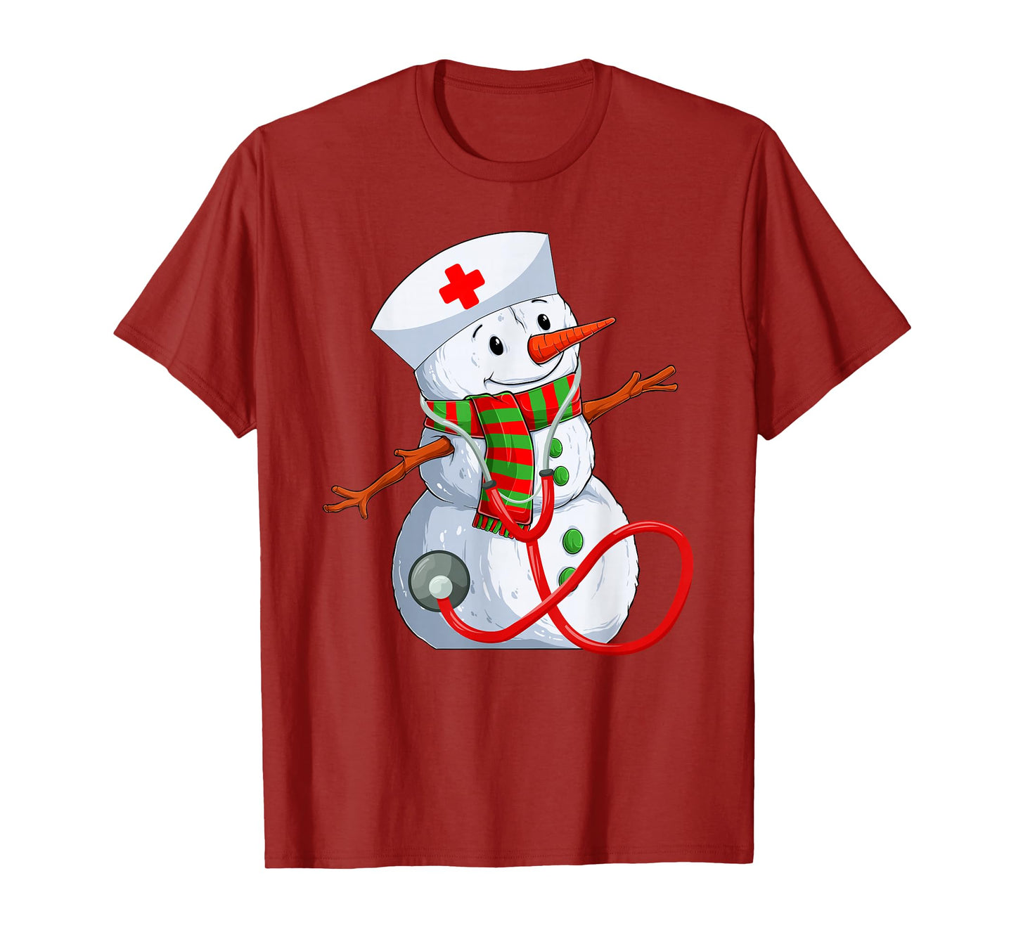 Snowman Nurse Christmas Stethoscope Nursing Scrub Tops Xmas T-Shirt