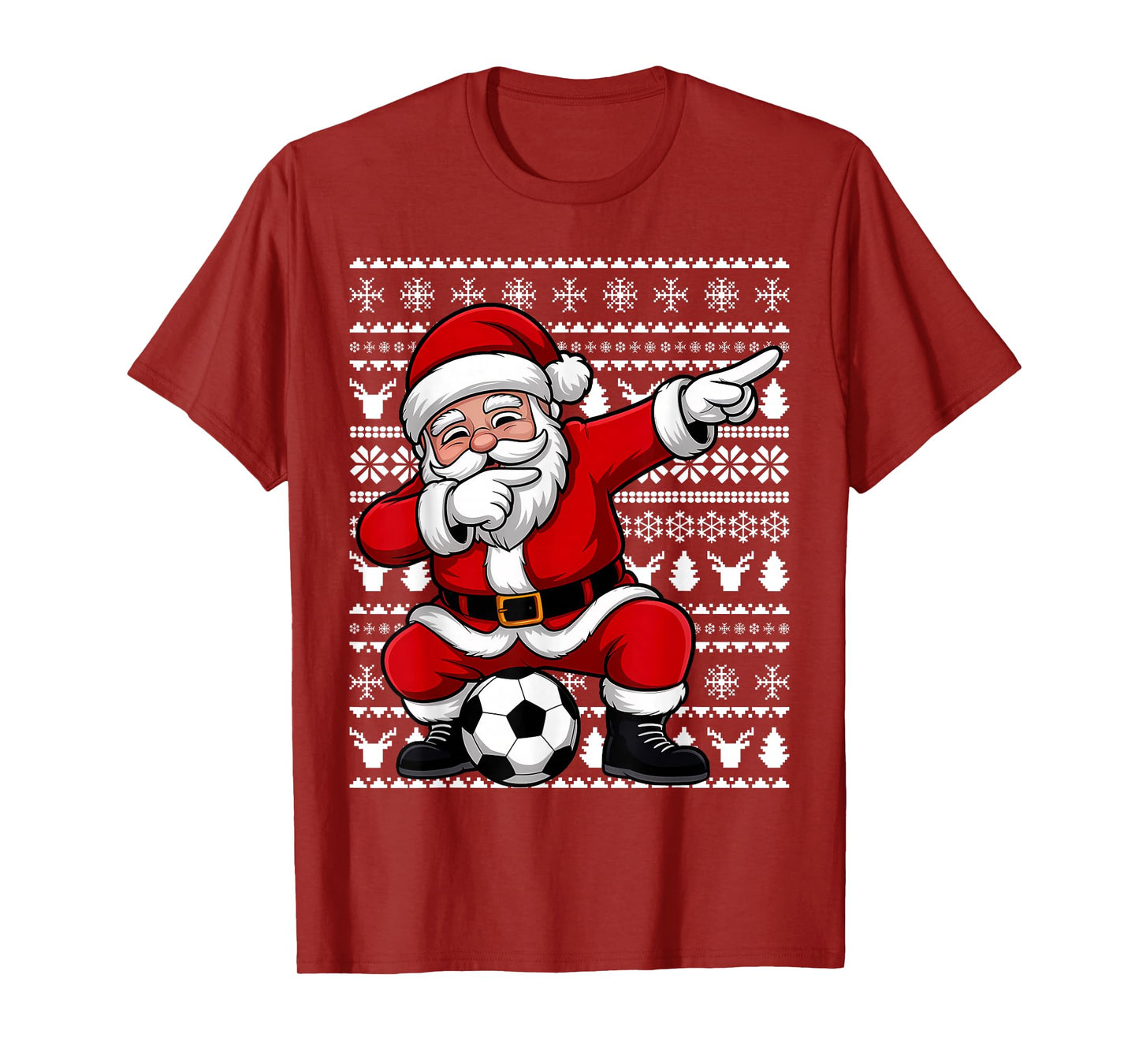 Black African American Santa Claus Soccer Ugly Christmas T-Shirt