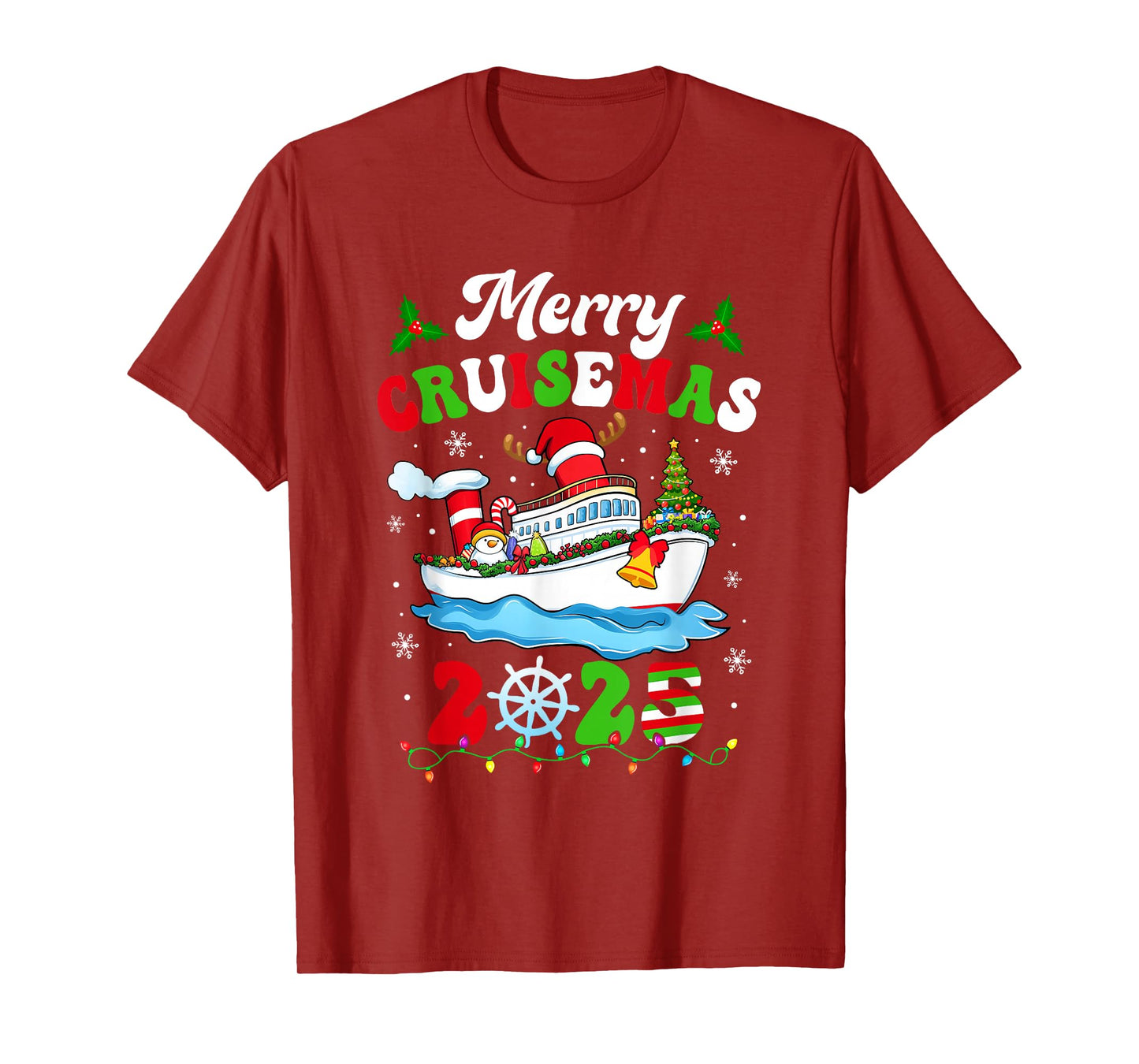 Merry Cruisemas 2025 Christmas Cruise Ship Santa Reindeer T-Shirt