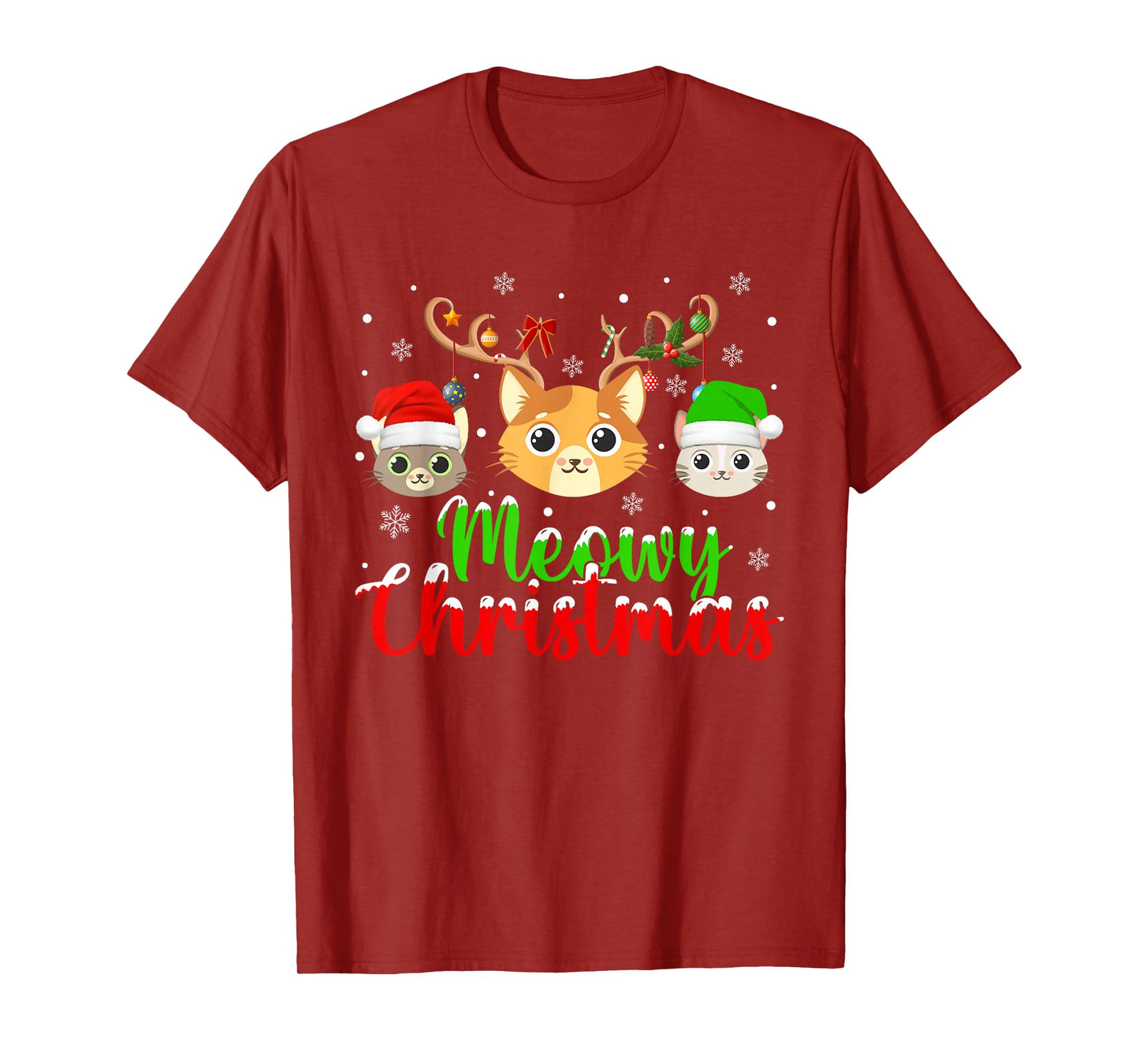 Cat Meowy Christmas Pajamas Funny Cat Lover Christmas Family T-Shirt