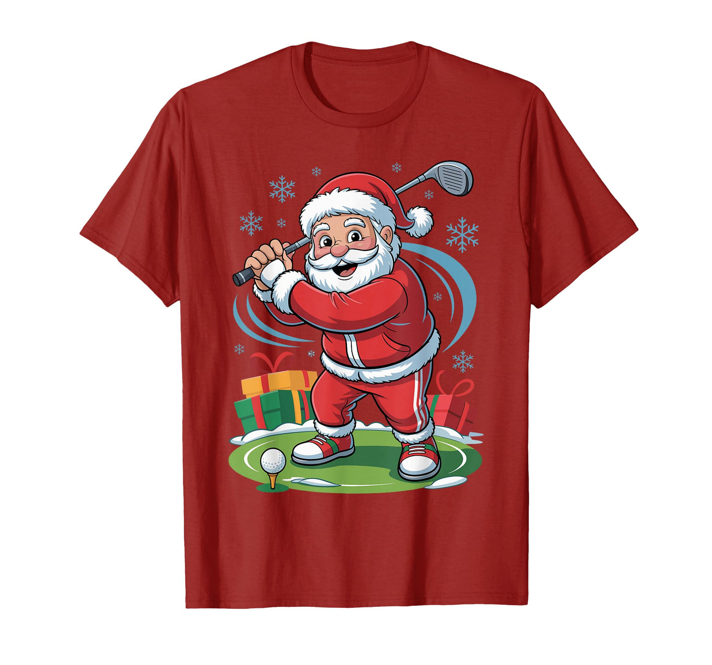 Santa Playing Golf Funny Holiday Christmas Xmas Pajama T-Shirt