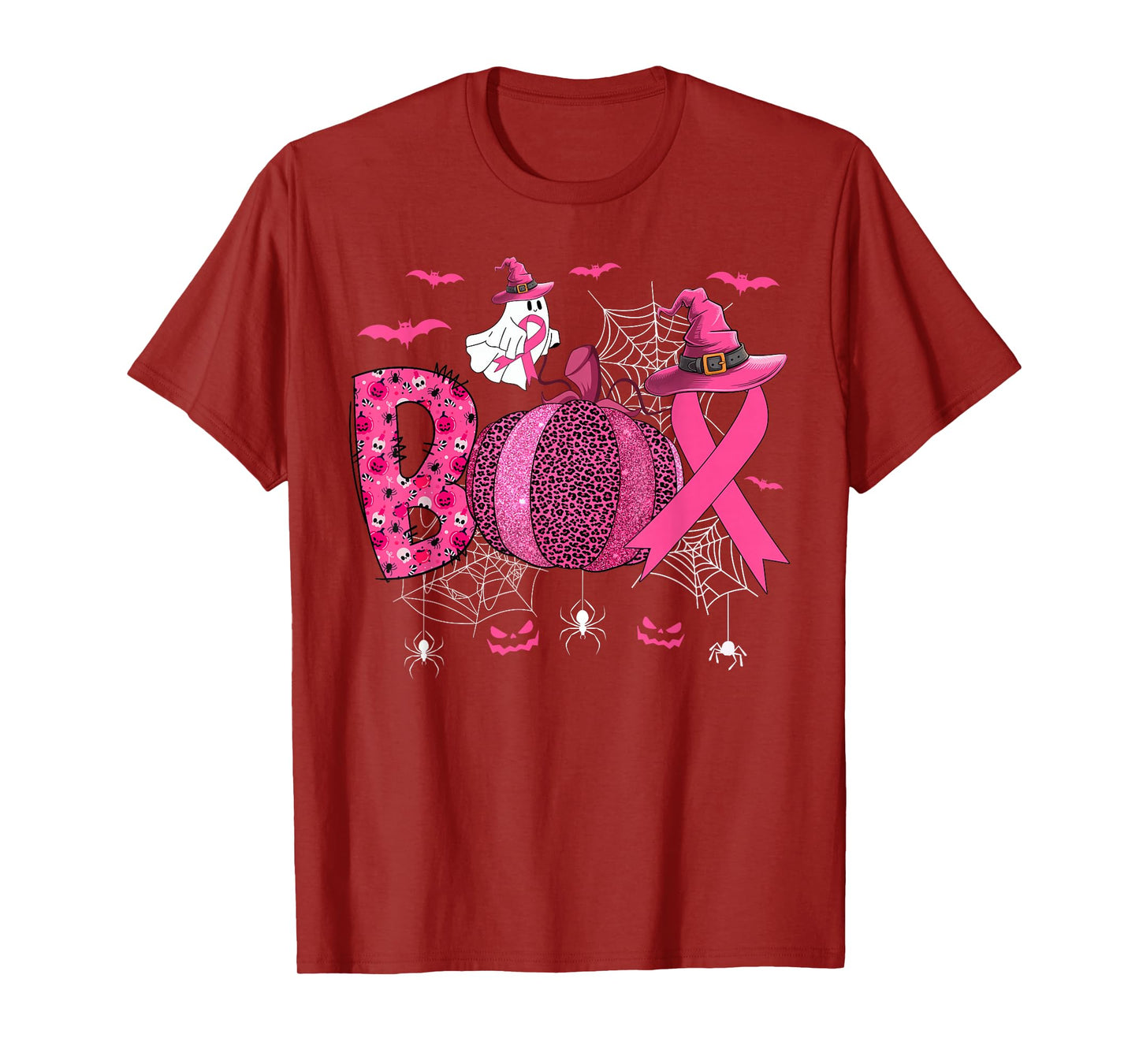 Boo Breast Cancer Pink Ribbon Ghost Witch Pumpkin Halloween T-Shirt
