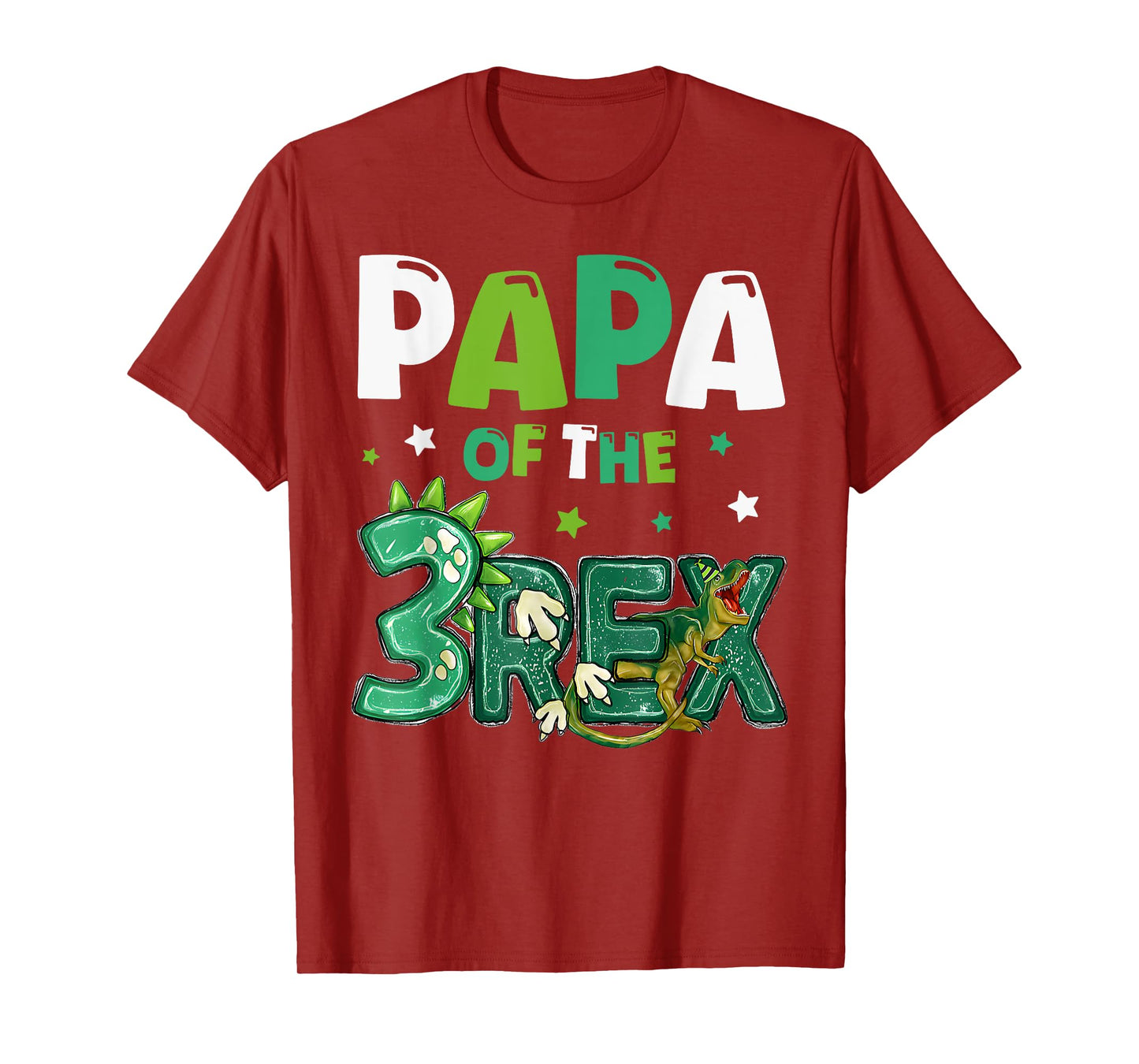 Papa of the Three Rex Birthday Dinosaur Family Matching T-Shirt