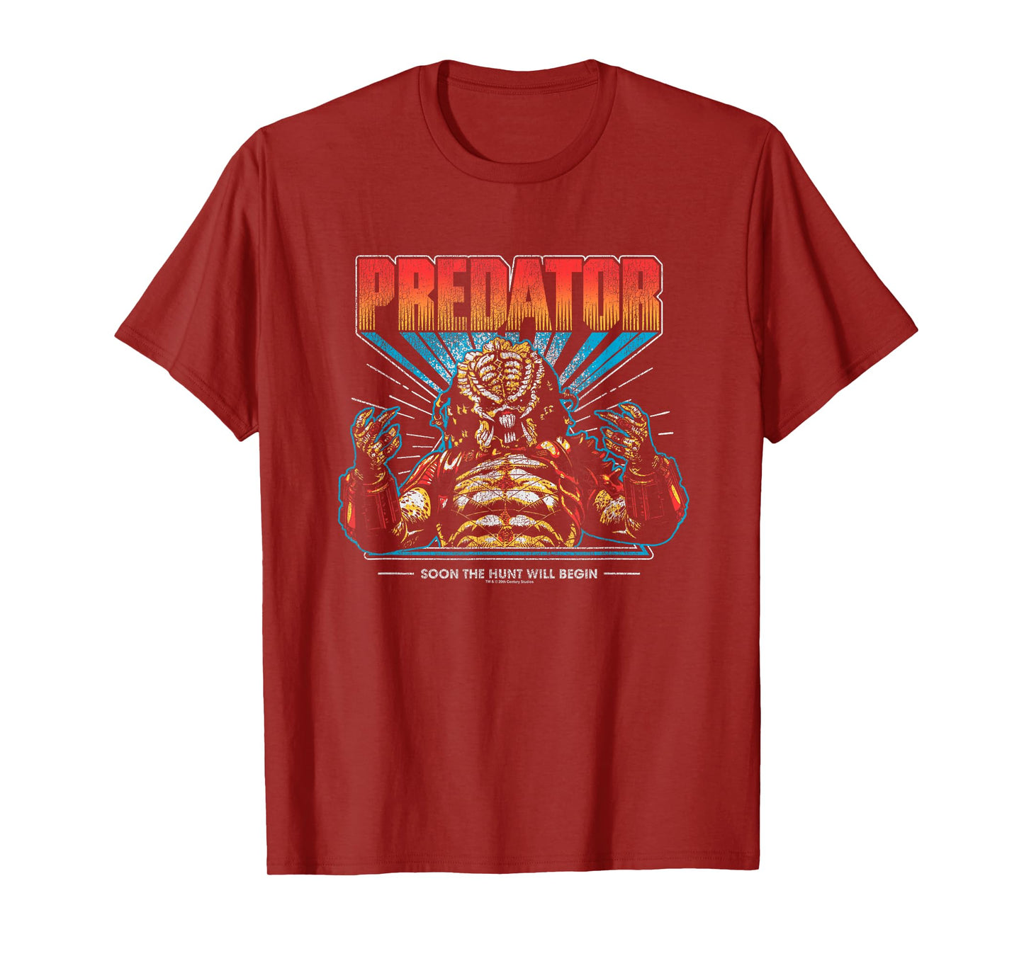 Predator Soon The Hunt Will Begin Big Chest Retro Poster T-Shirt