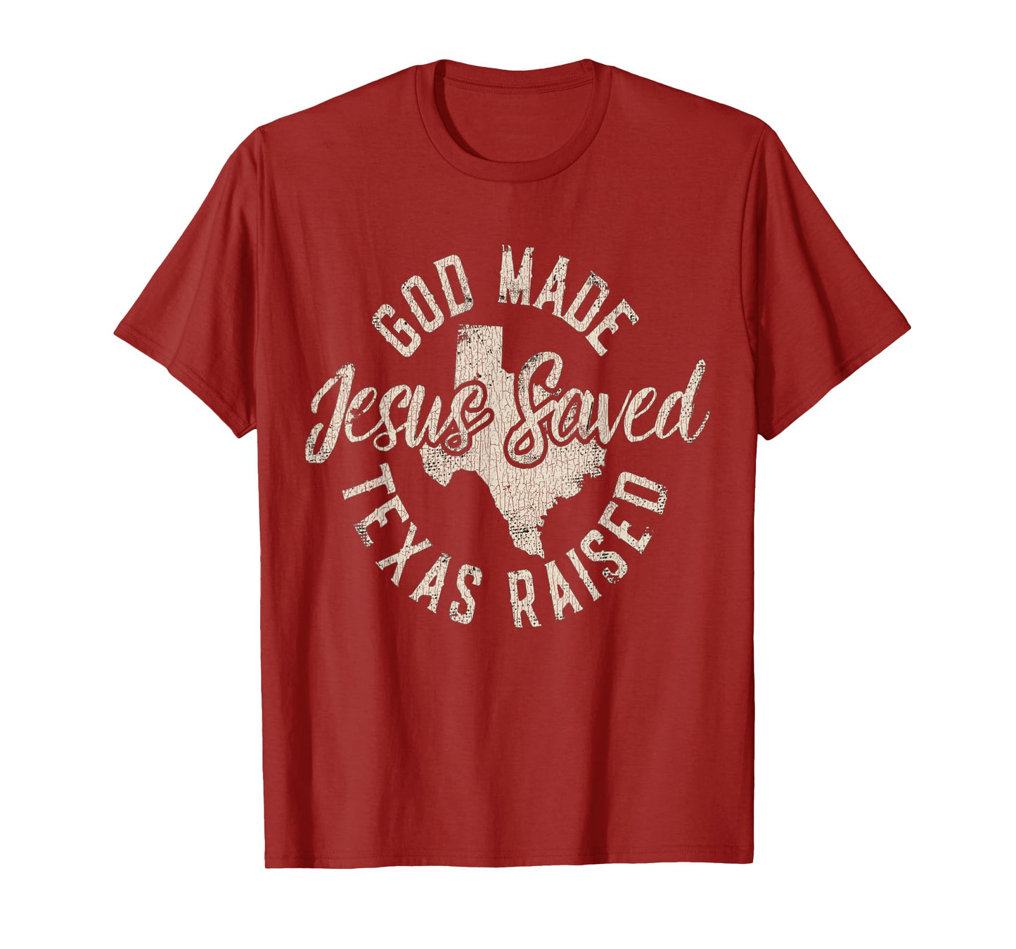 Vintage God Made Texas Raised Jesus Saved T-Shirt