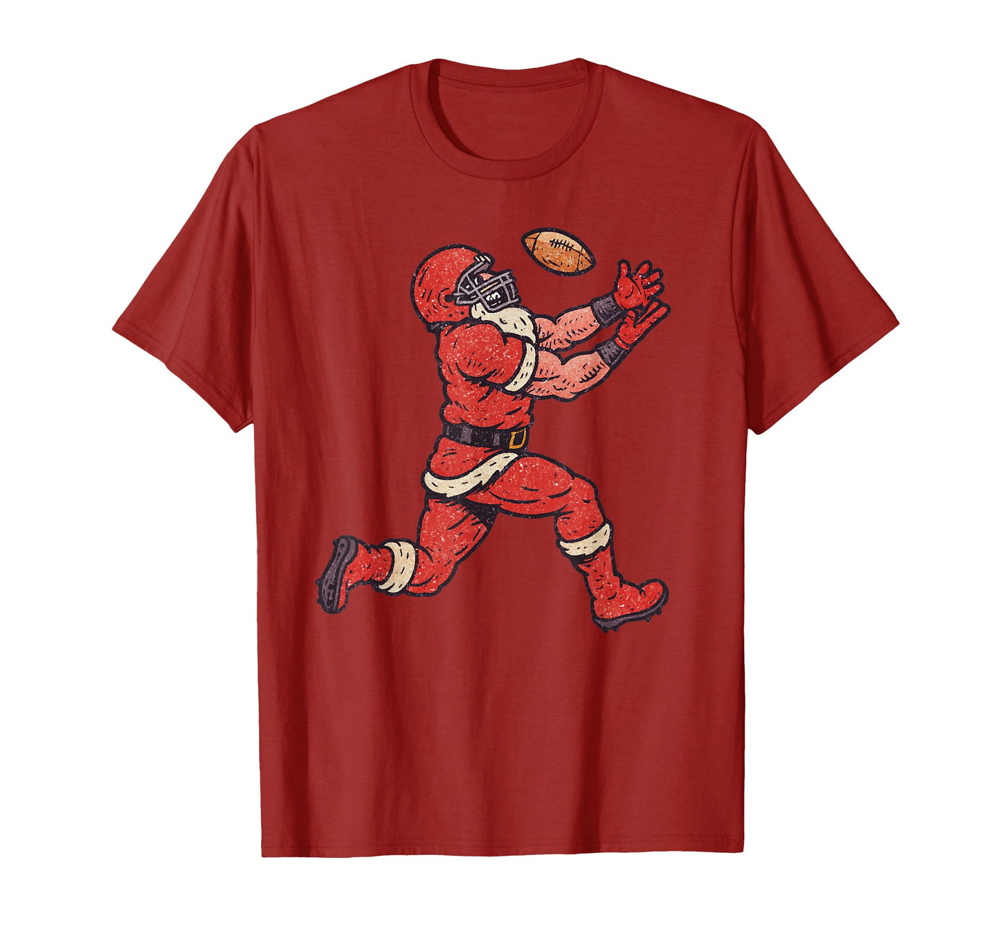 Santa Claus Playing American Football Xmas Holiday Christmas T-Shirt