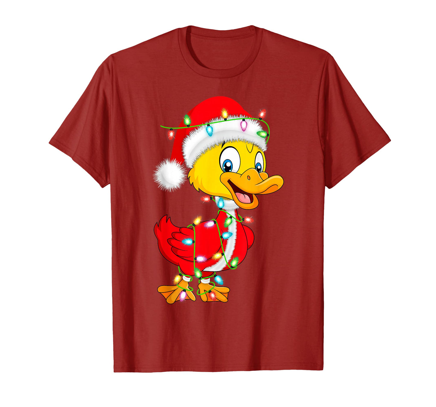 Duck Christmas Lights Santa Costume Cute Animal Xmas T-Shirt
