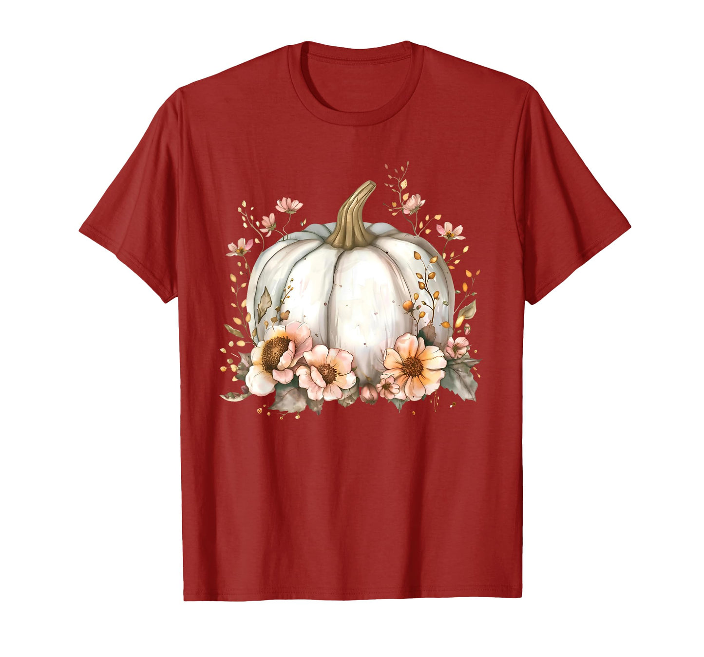 Wildflower Pumpkin Season Autumn Fall Leaves Thanksgiving T-Shirt