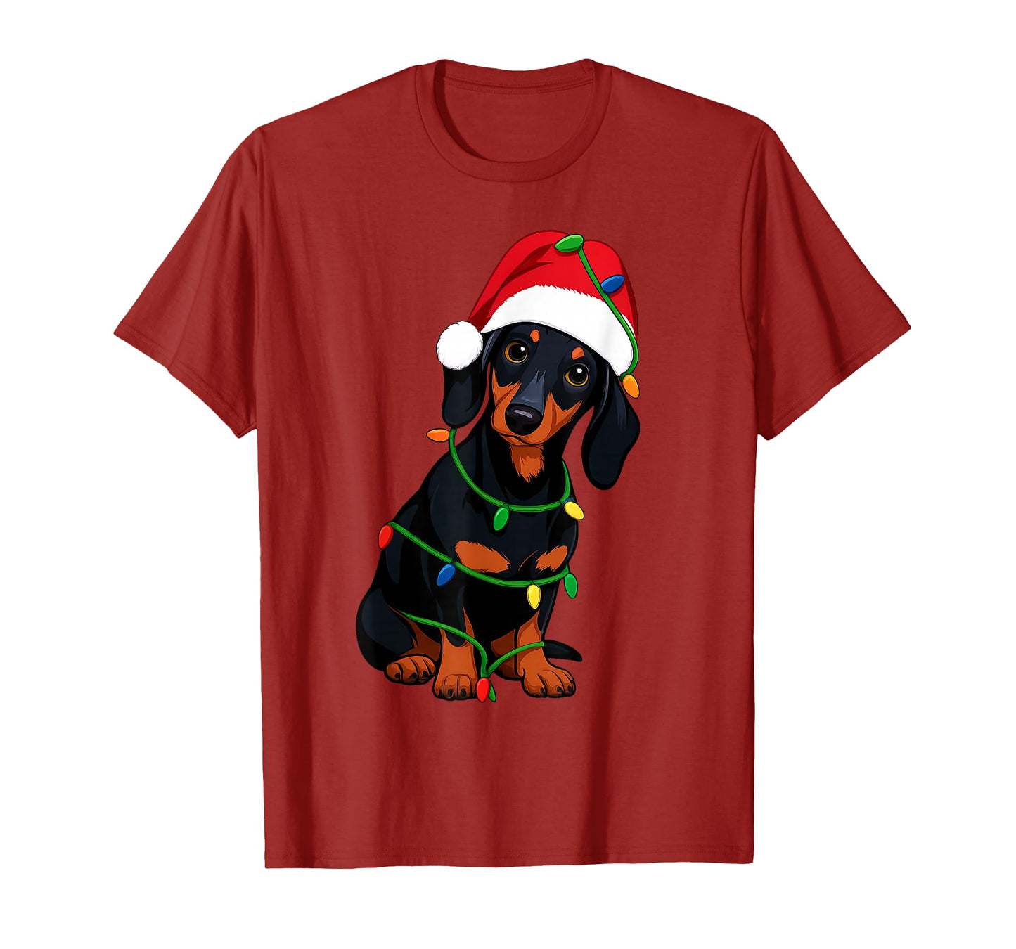 Dachshund Christmas Tree Lights Holiday Dog Lover T-Shirt