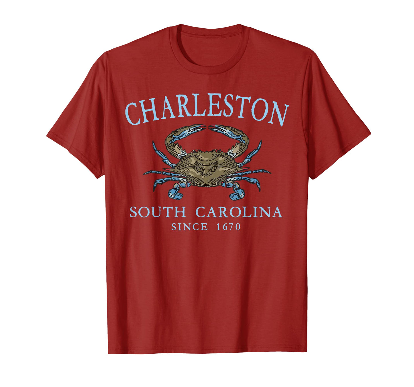 Charleston South Carolina Blue Crab Since 1670 Pale Blue T-Shirt