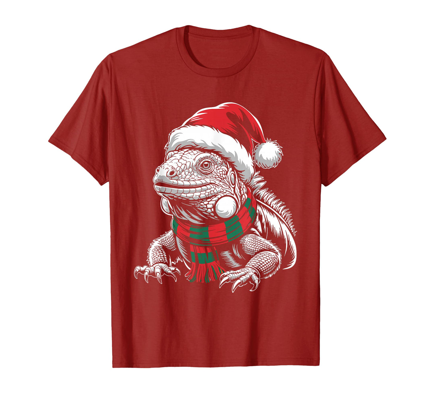 Iguana Xmas Santa Hat Scarf Christmas Costume T-Shirt