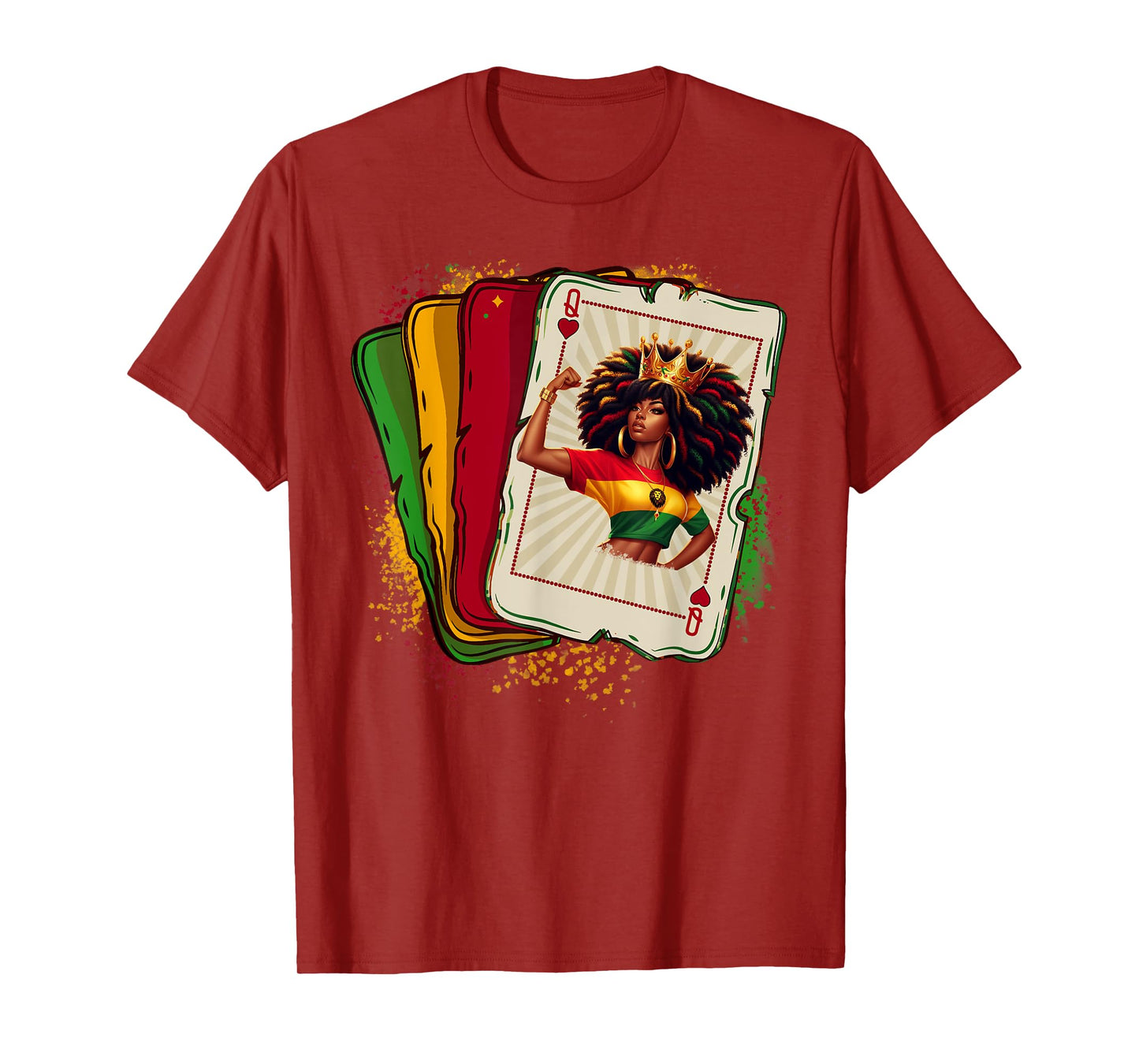 Black Queen Of Hearts Card Deck Game Proud Black History T-Shirt
