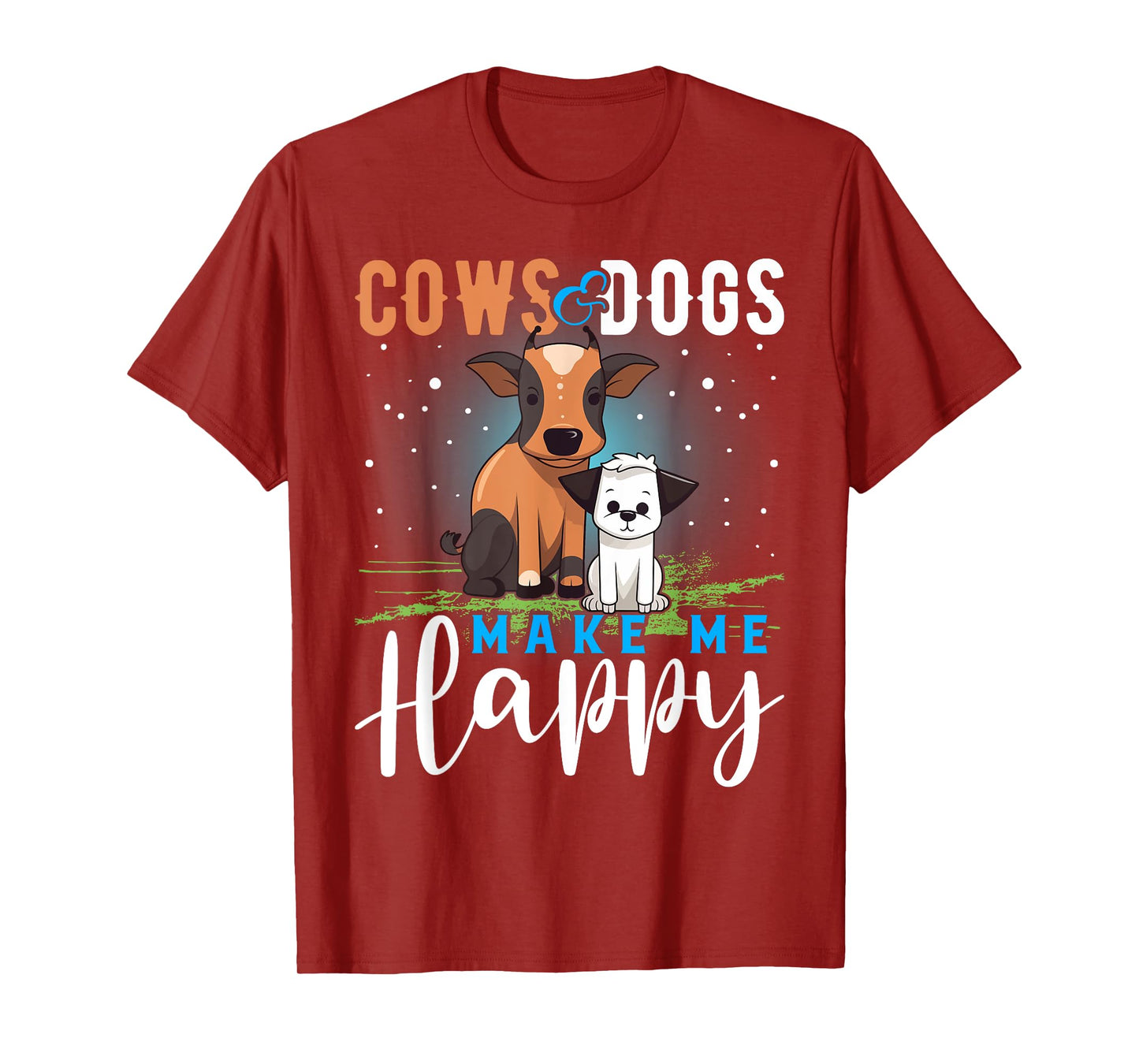 Cows and Dogs Make Me Happy T Shirt Funny Cow T-shirt Cattle T-Shirt