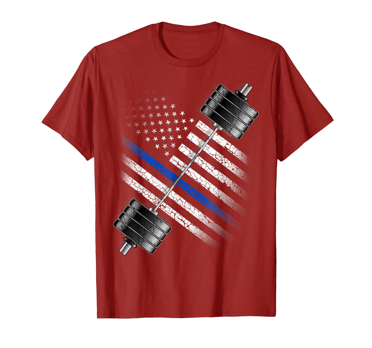 POLICEMAN and LEO POWERLIFTING - THIN BLUE LINE USA FLAG T-Shirt