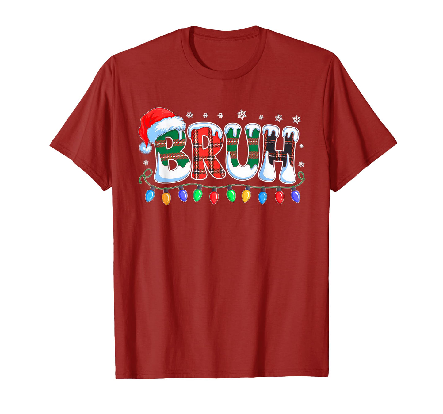 Bruh Funny Christmas Buffalo Plaid Xmas Boys Kids Pajamas T-Shirt