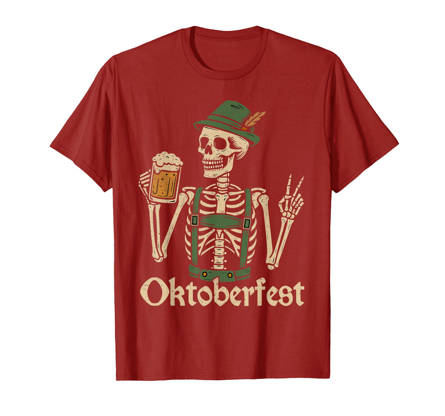 Vintage Oktoberfest Skeleton Funny German Men Women T-Shirt