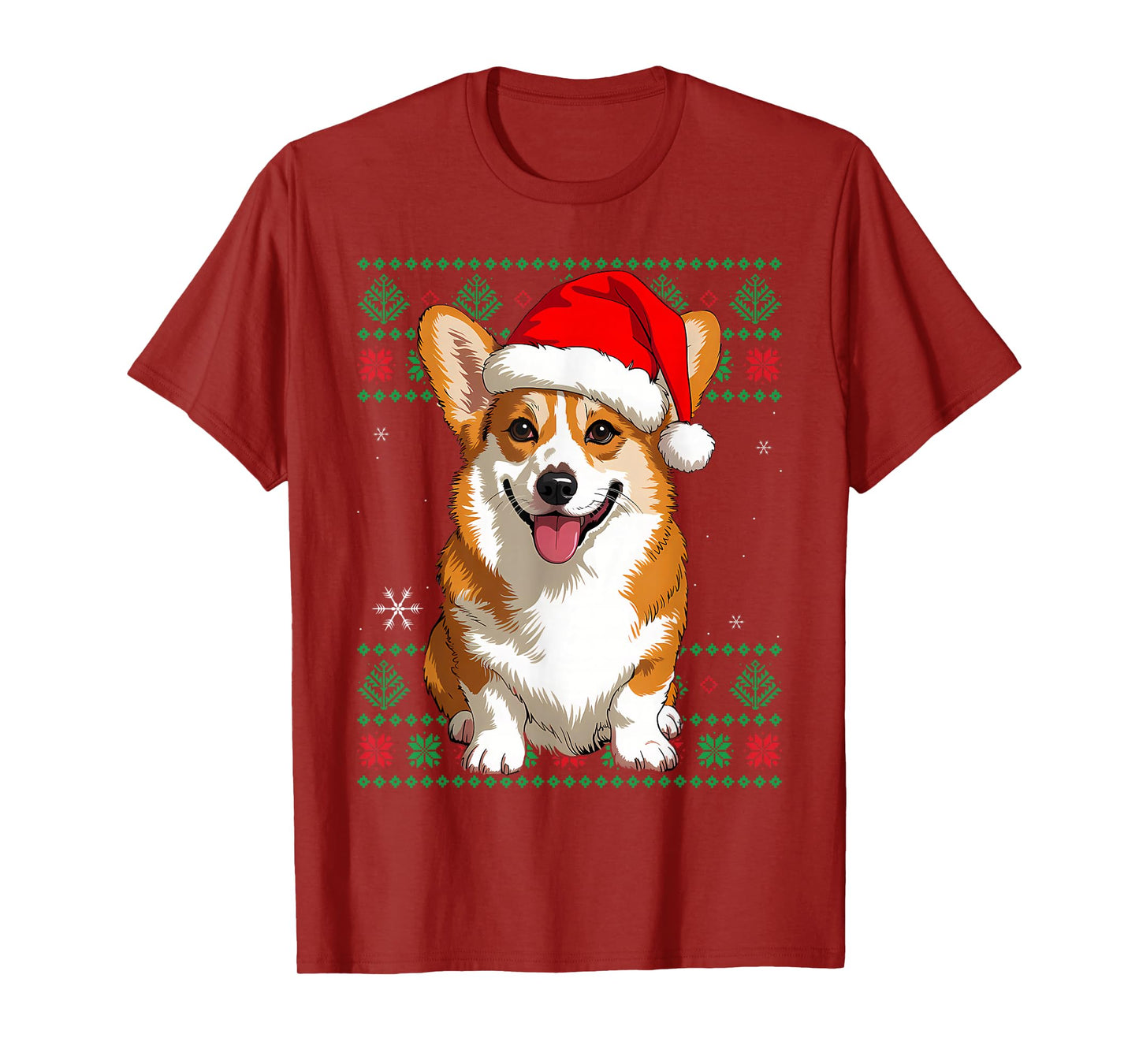 Santa Corgi Christmas Light-Ugly Sweater T-Shirt