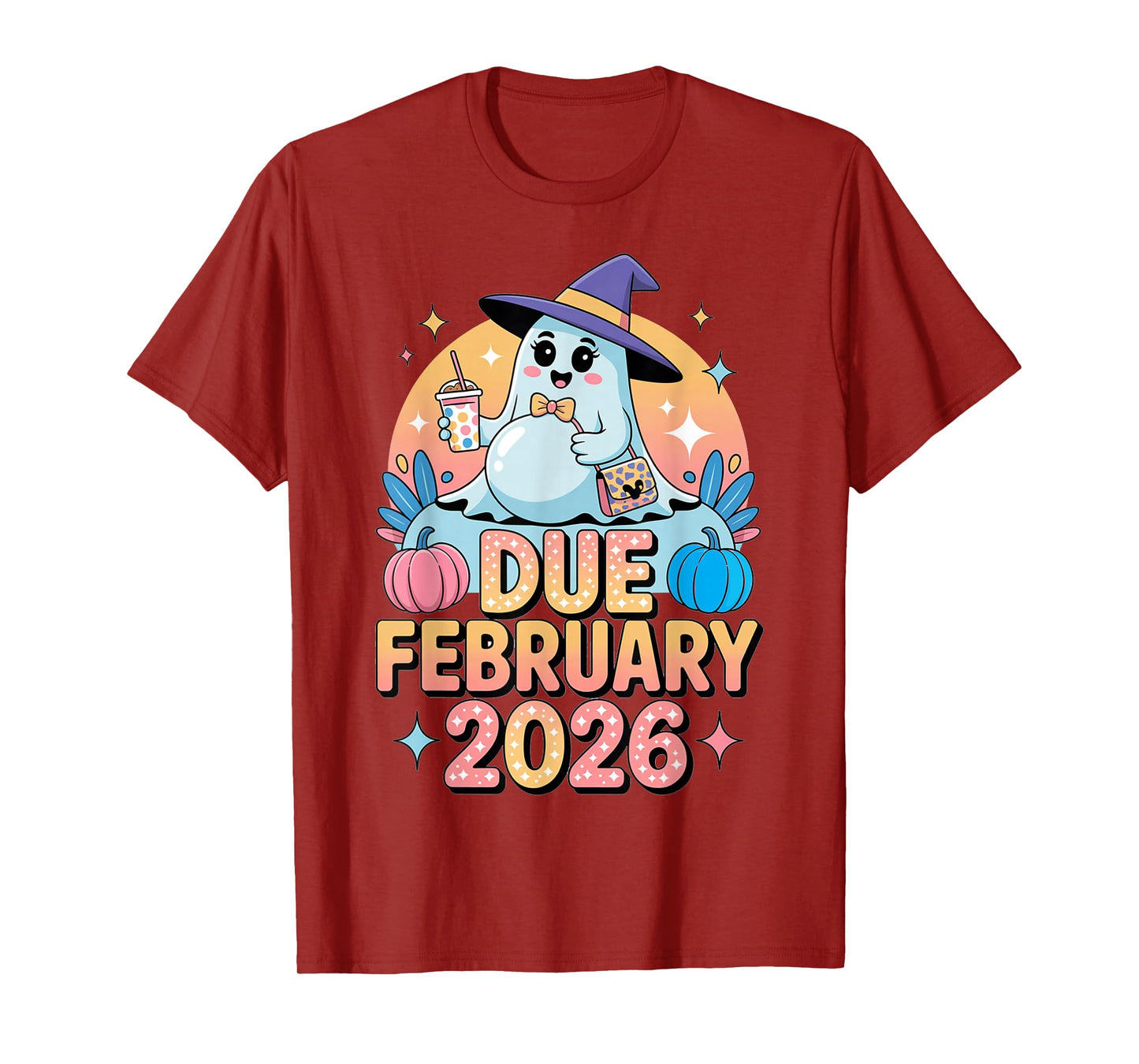 Halloween Pregnant Due February 2026 Mama Ghost Baby Mom T-Shirt
