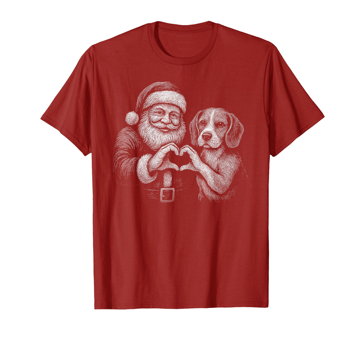Beagle Santa Claus Heart Shape Christmas Dog Lover T-Shirt