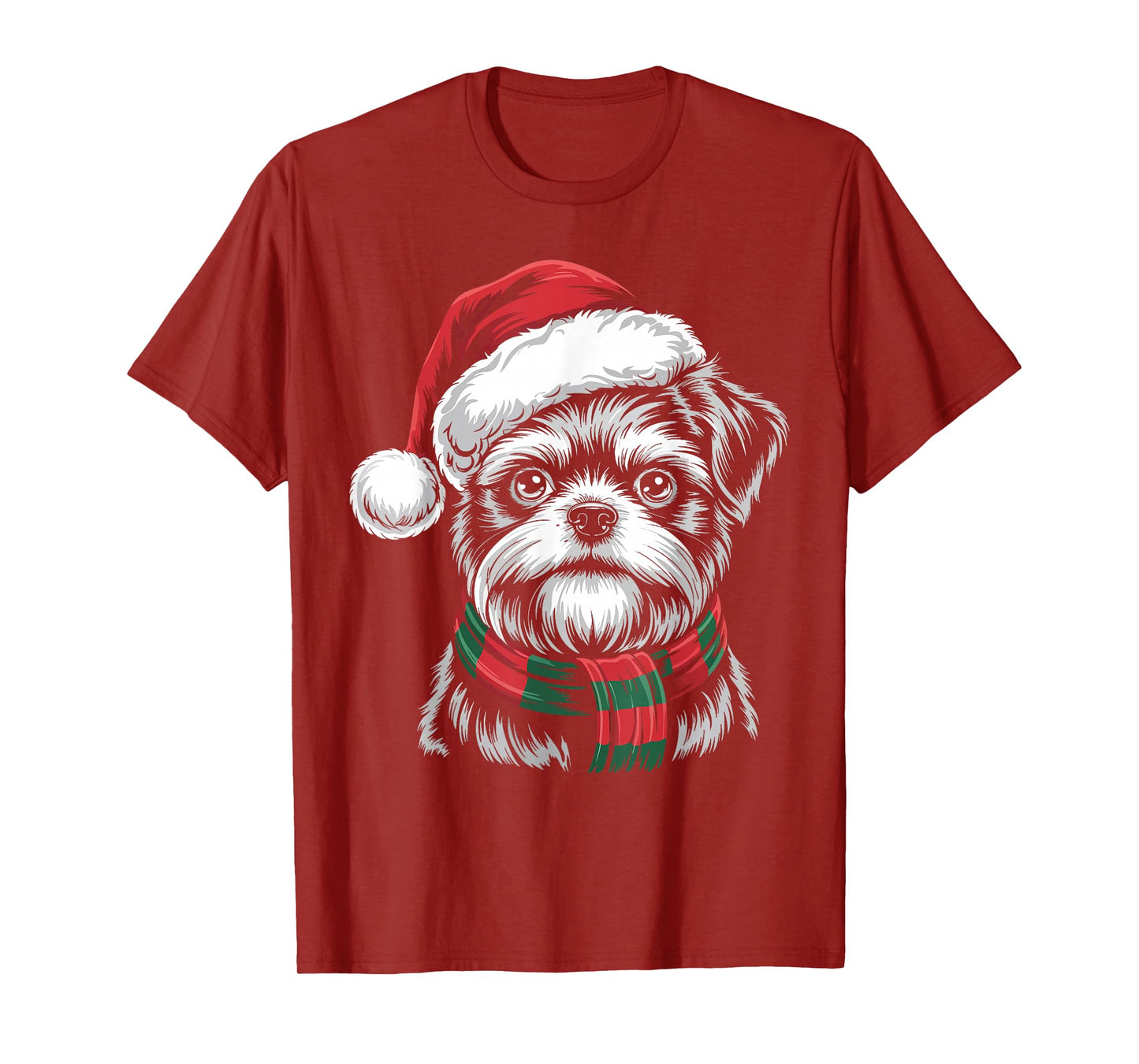 Brussels Griffon Dog Xmas Santa Hat Scarf Christmas Costume T-Shirt