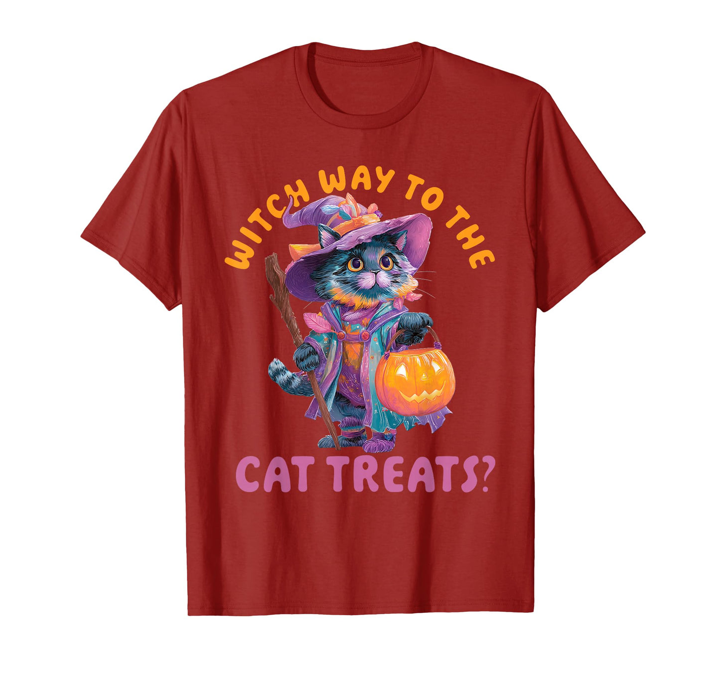 Witch Way to The Dog Treats? - Cute Cat Halloween T-Shirt
