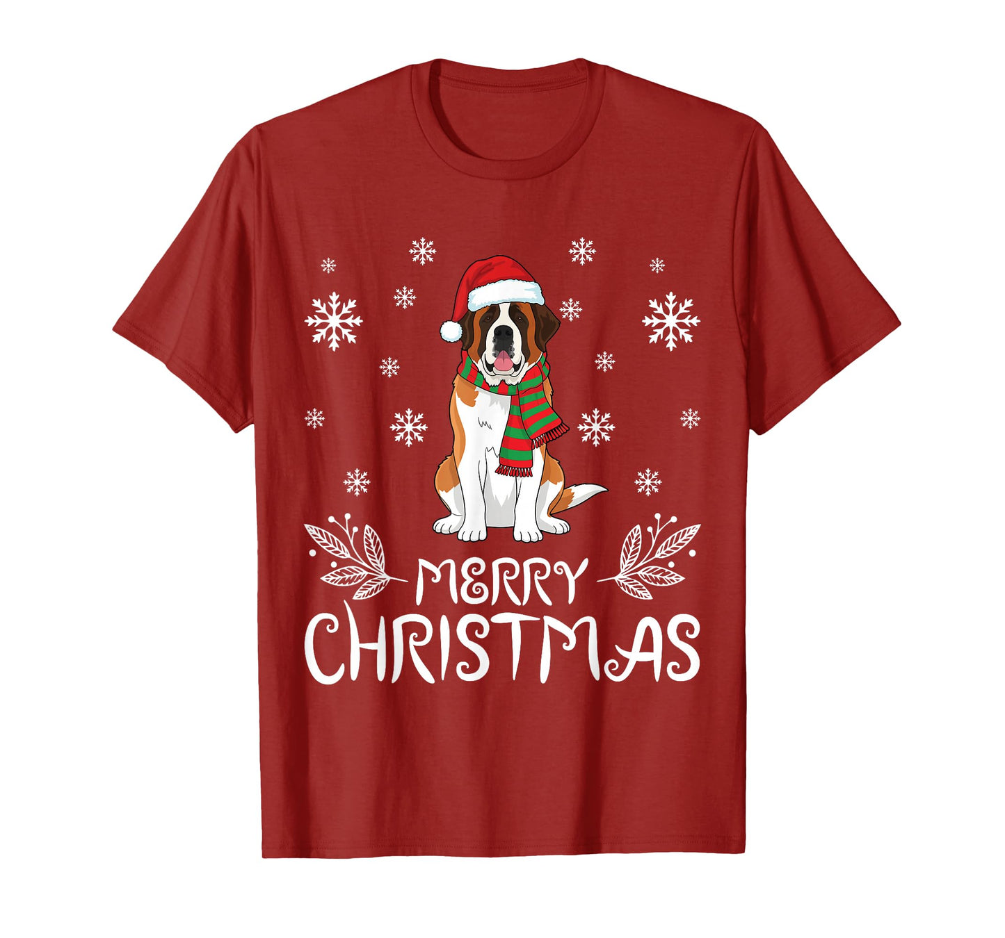 Merry Christmas St Bernard Dog Funny Ugly Christmas T-Shirt