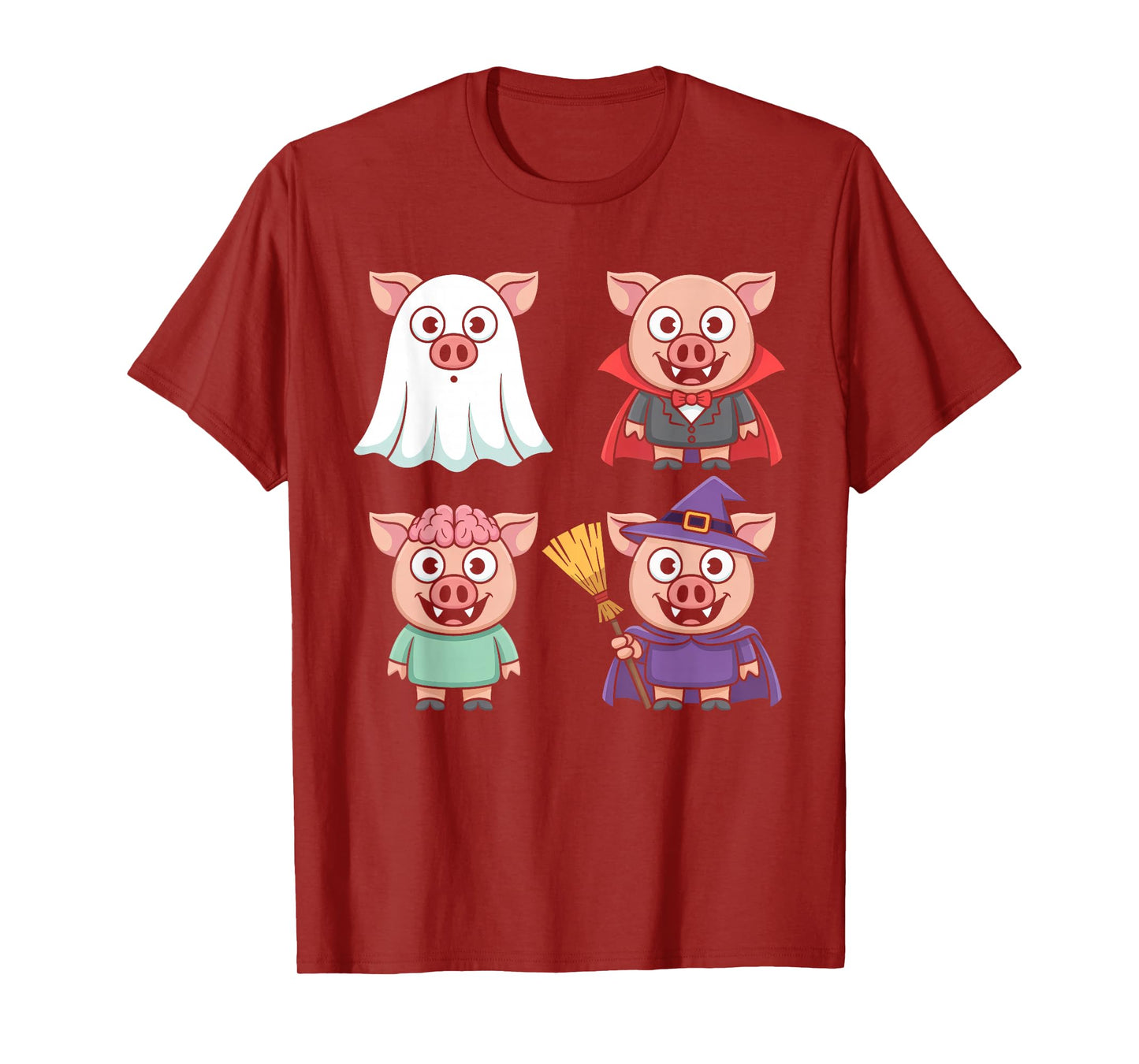 Pig Spooky Witch Boo Zombie Cute Pig Halloween Boys & Girls T-Shirt