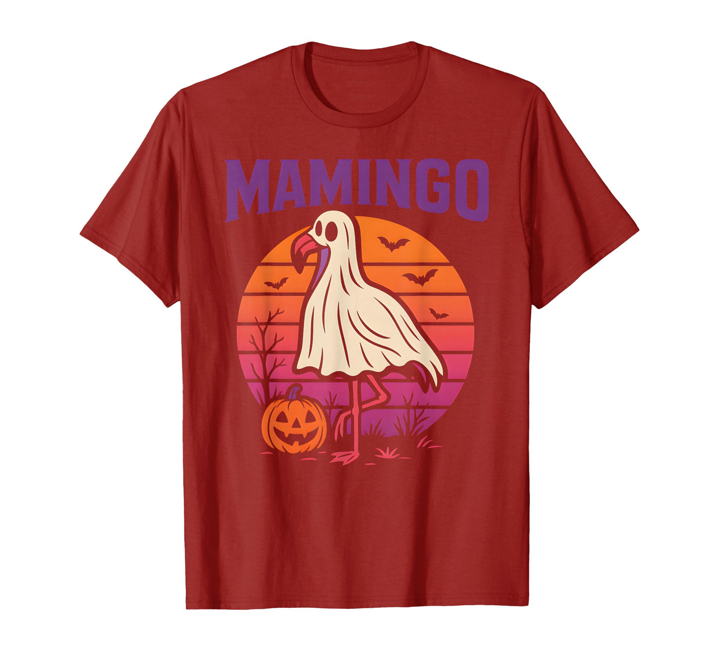 Spooky Flamingo Mamingo Fun Womens Tropical Halloween T-Shirt
