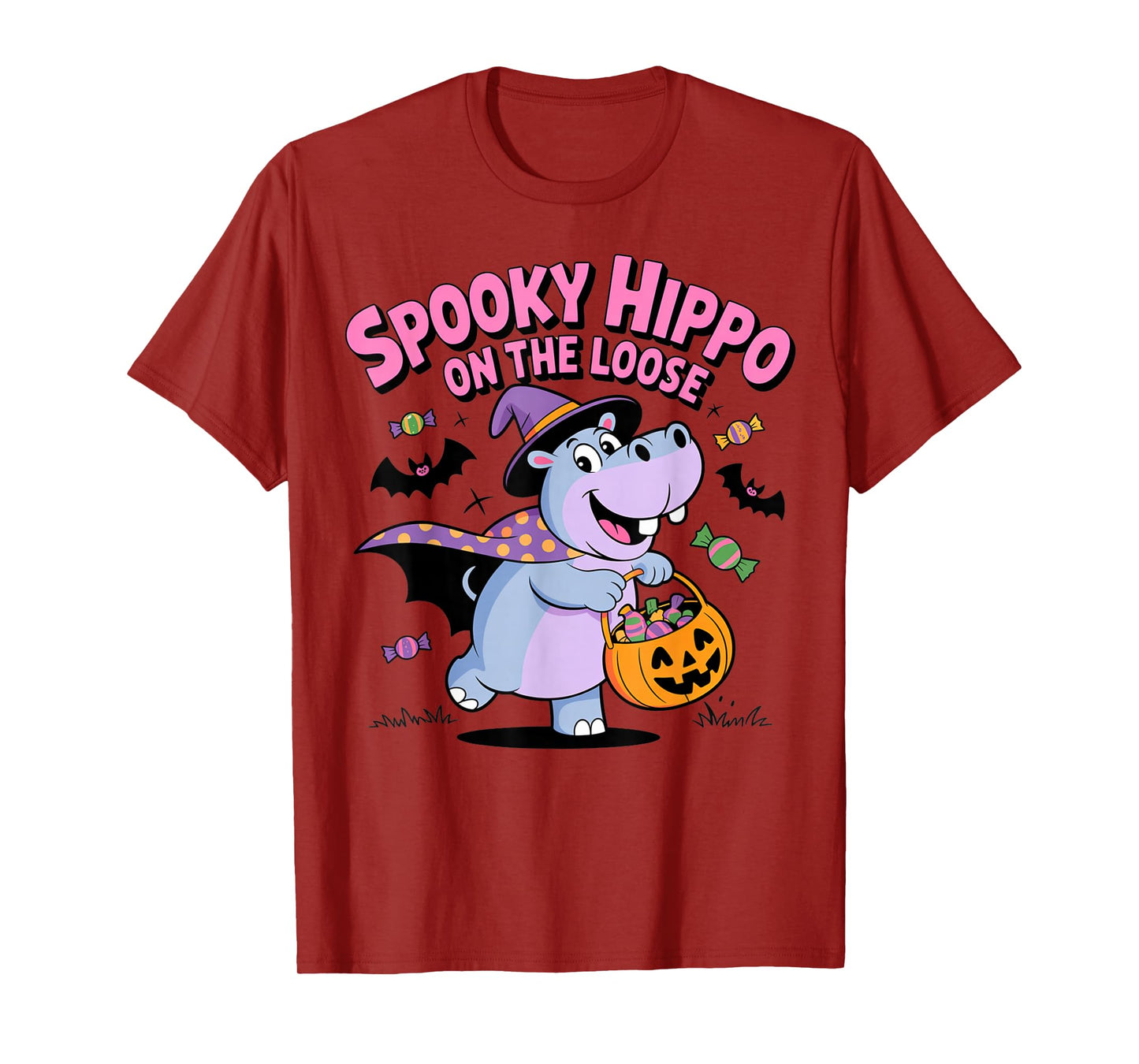 Spooky Hippo On The Loose Funny Halloween Costume T-Shirt