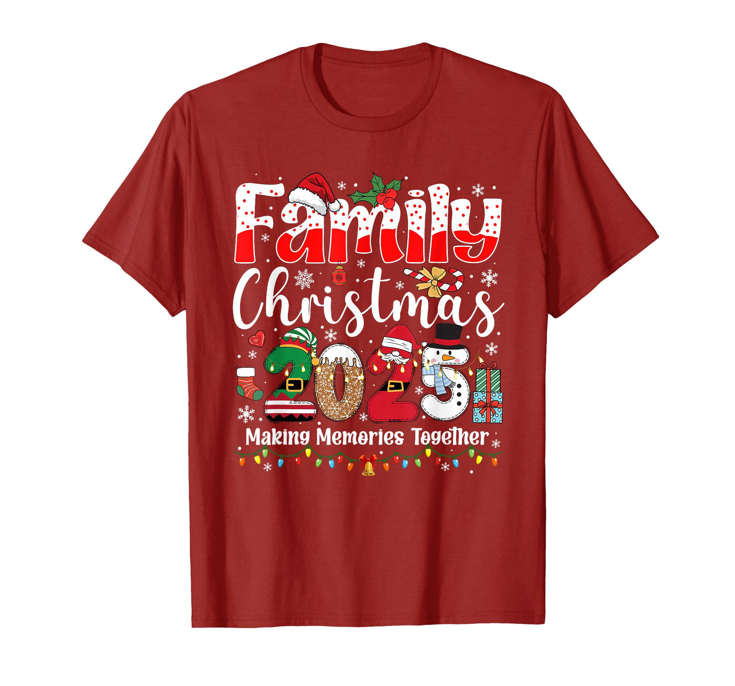 Family Christmas 2025 Matching Squad Santa Xmas Light Gift T-Shirt