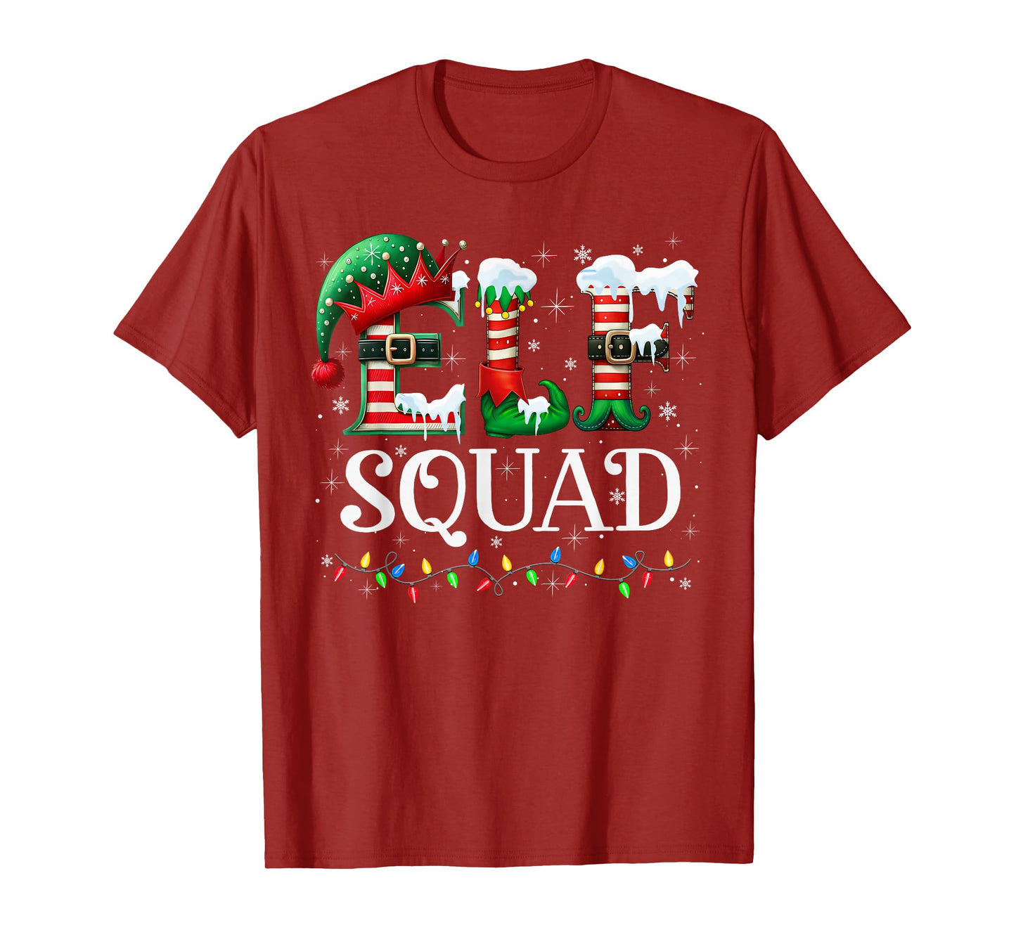 Elf Squad Family Merry Christmas Santa Holiday Xmas Lights T-Shirt