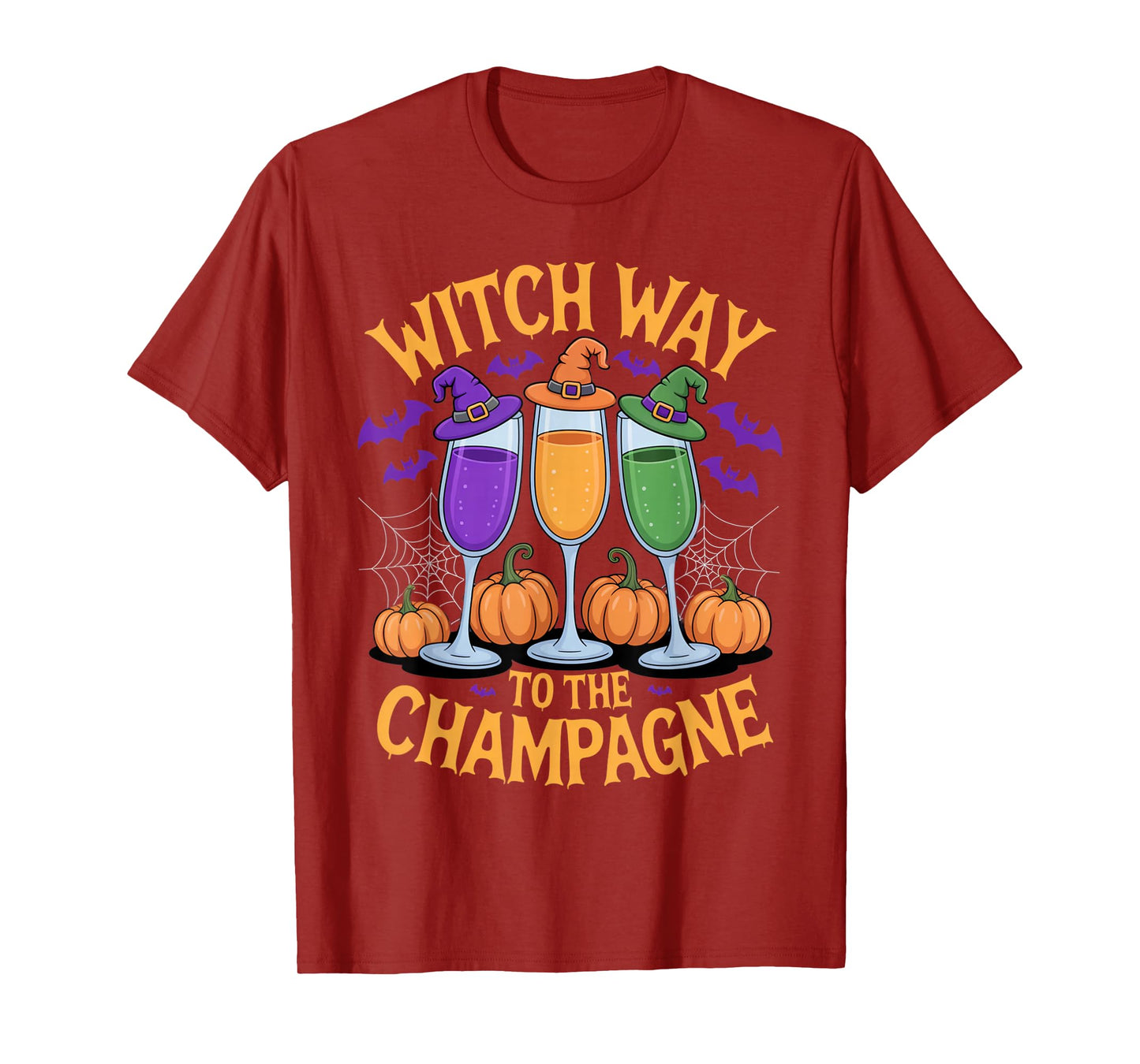 Witch Way to The Champagne Spooky Halloween Drinking Outfit T-Shirt