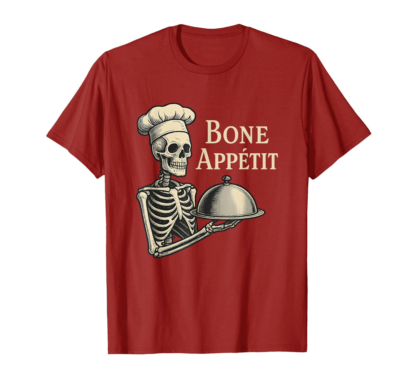 Funny Skeleton Chef Pun Bone Appetit Halloween Spooky Foodie T-Shirt