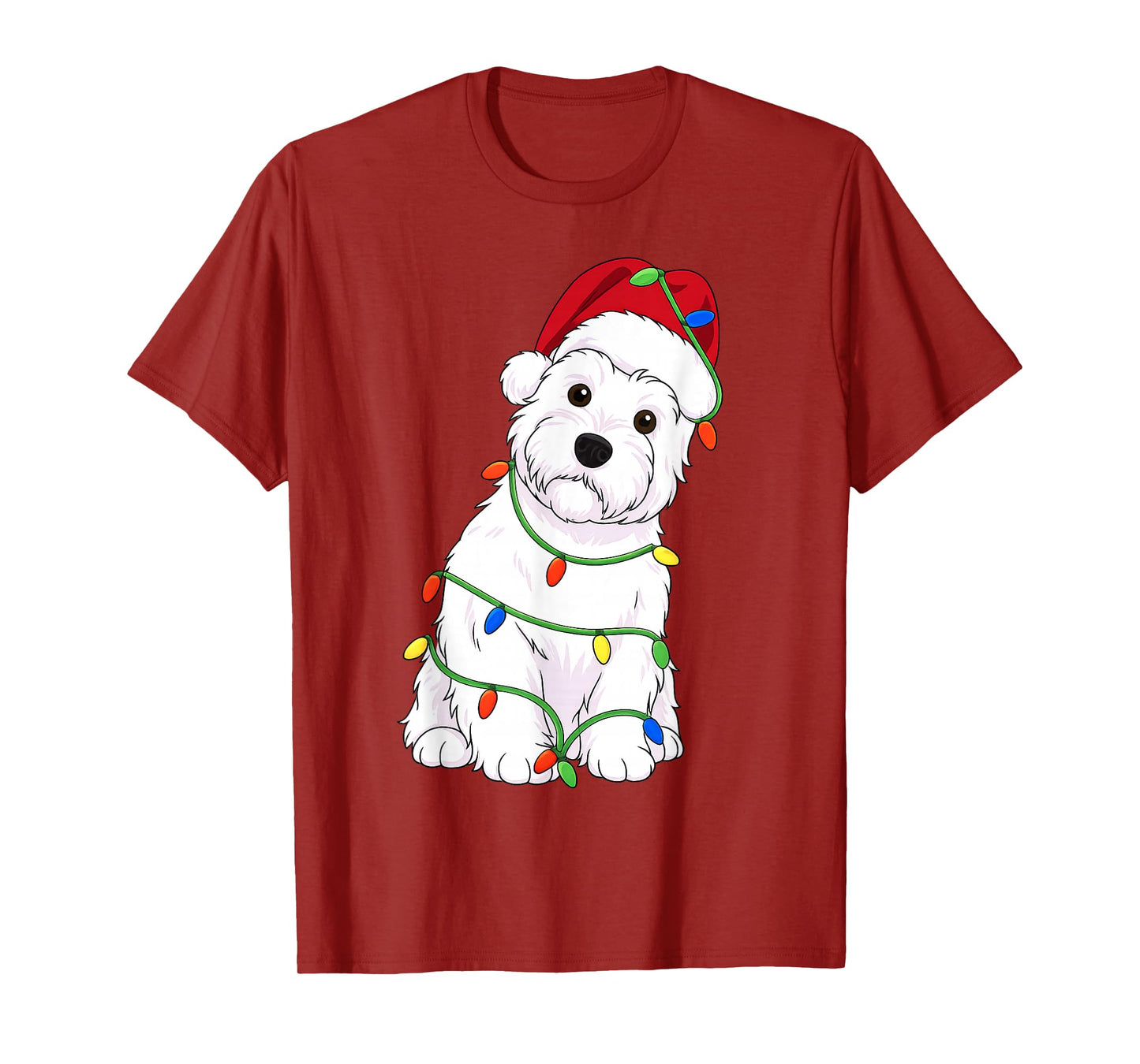 West Highland White Terrier Christmas Tree Lights Holiday T-Shirt
