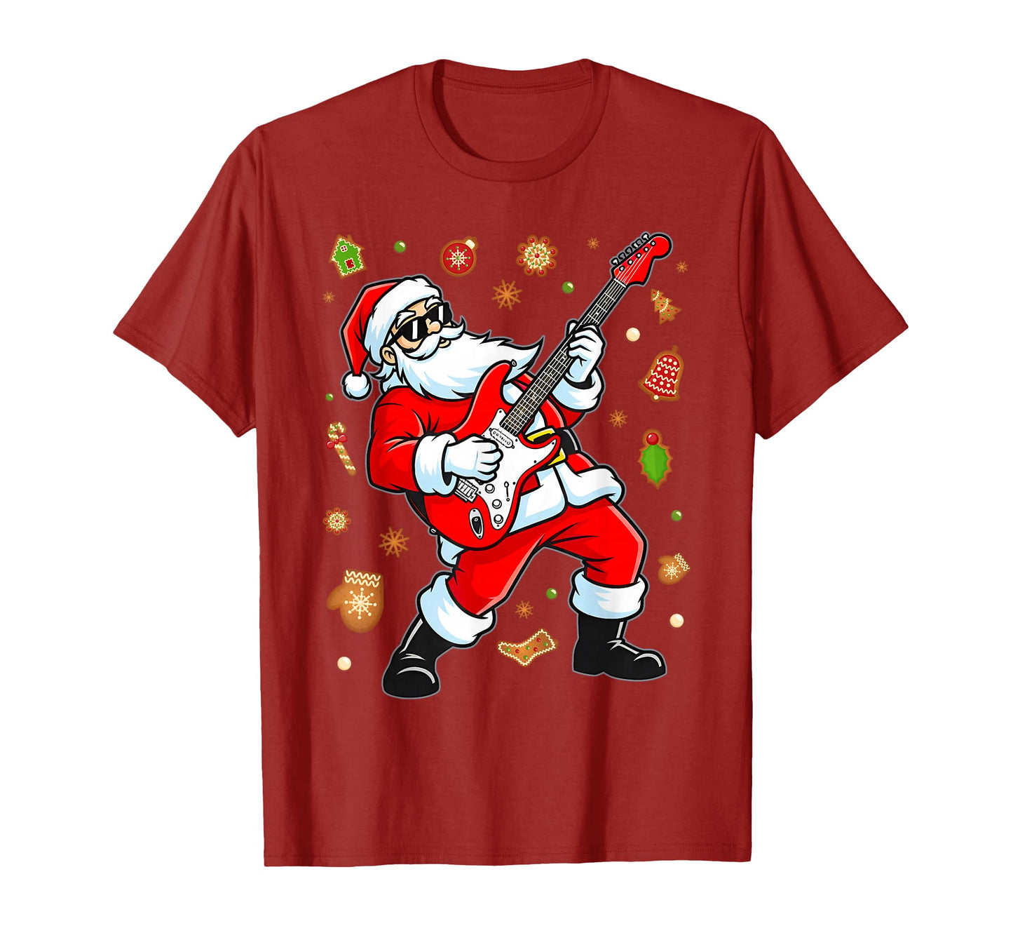 Santa Playing Guitar Christmas Pajama Musician Guitarist T-Shirt