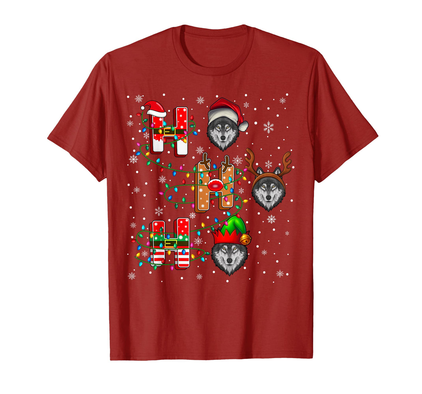 Ho Ho Ho Santa Reindeer Hat Elf Wolf Animal Christmas T-Shirt