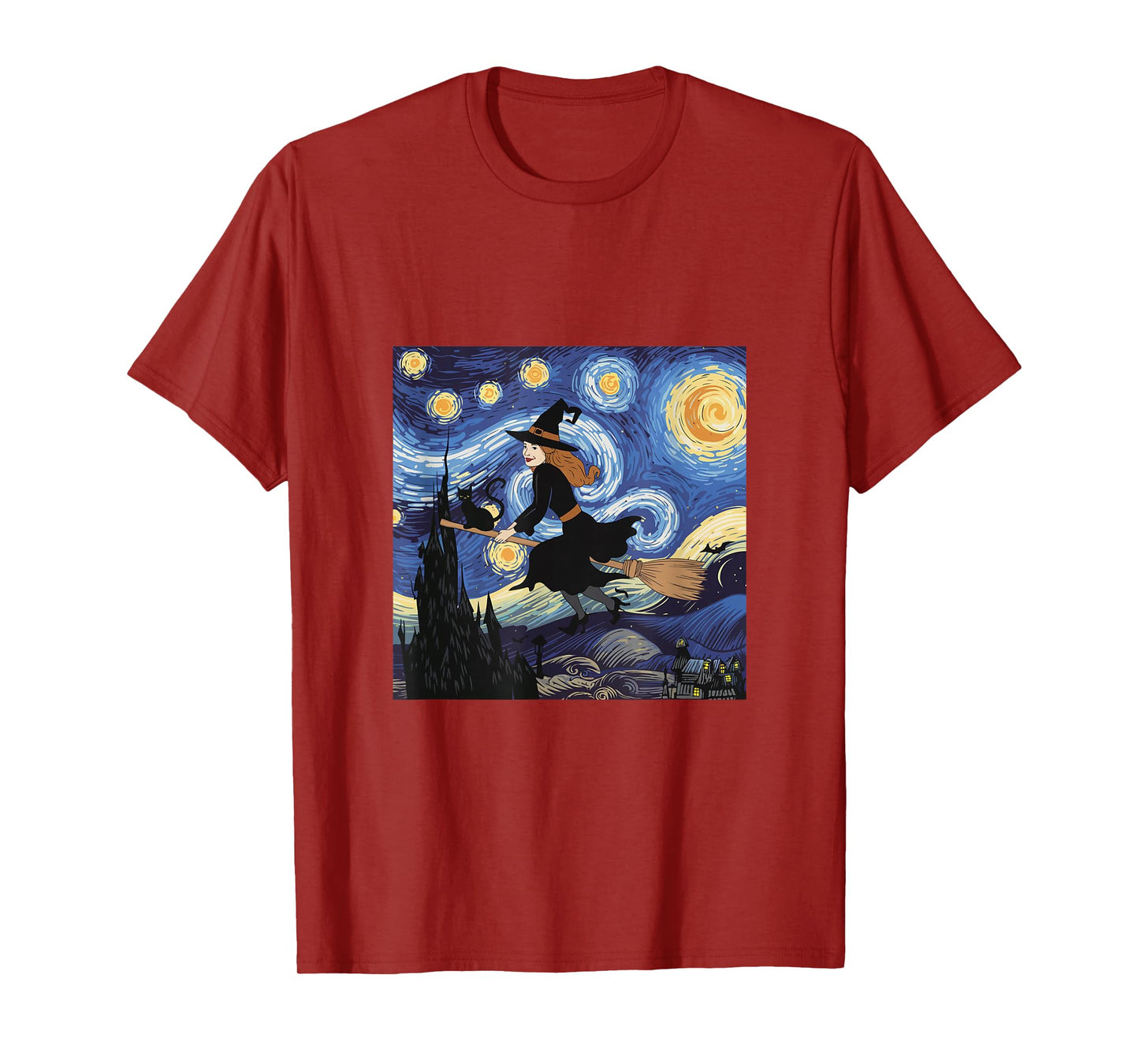 Cat Starry Night Van Gogh Halloween T-Shirt