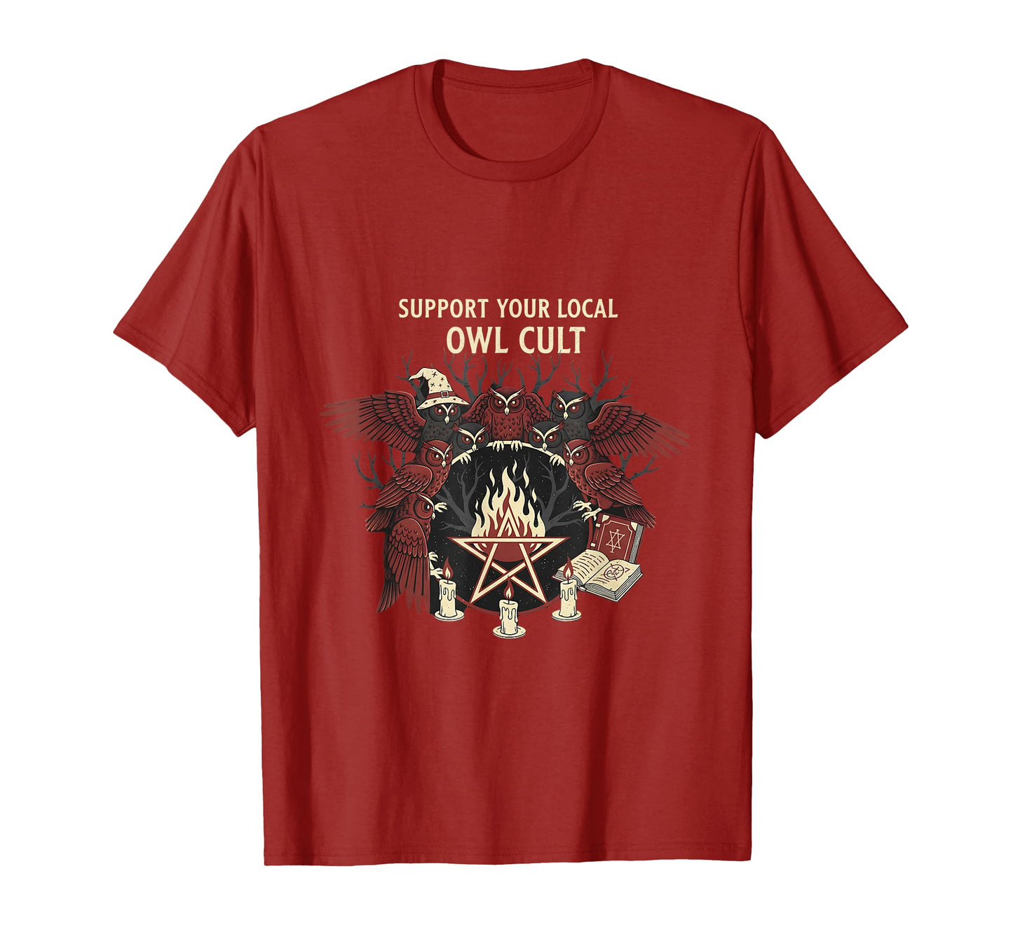 Owl Cult Funny Occult Witches Halloween Spooky Graphic T-Shirt