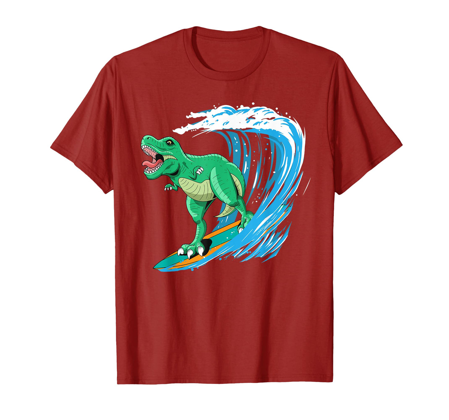 Funny T-Rex Surfing Dinosaur Summer Dino Beach Surfer Men Women Girls Kids T-Shirt