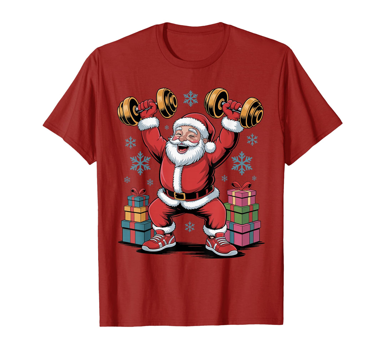 Santa Weightlifting Fitness Gym Training Christmas Pajama T-Shirt