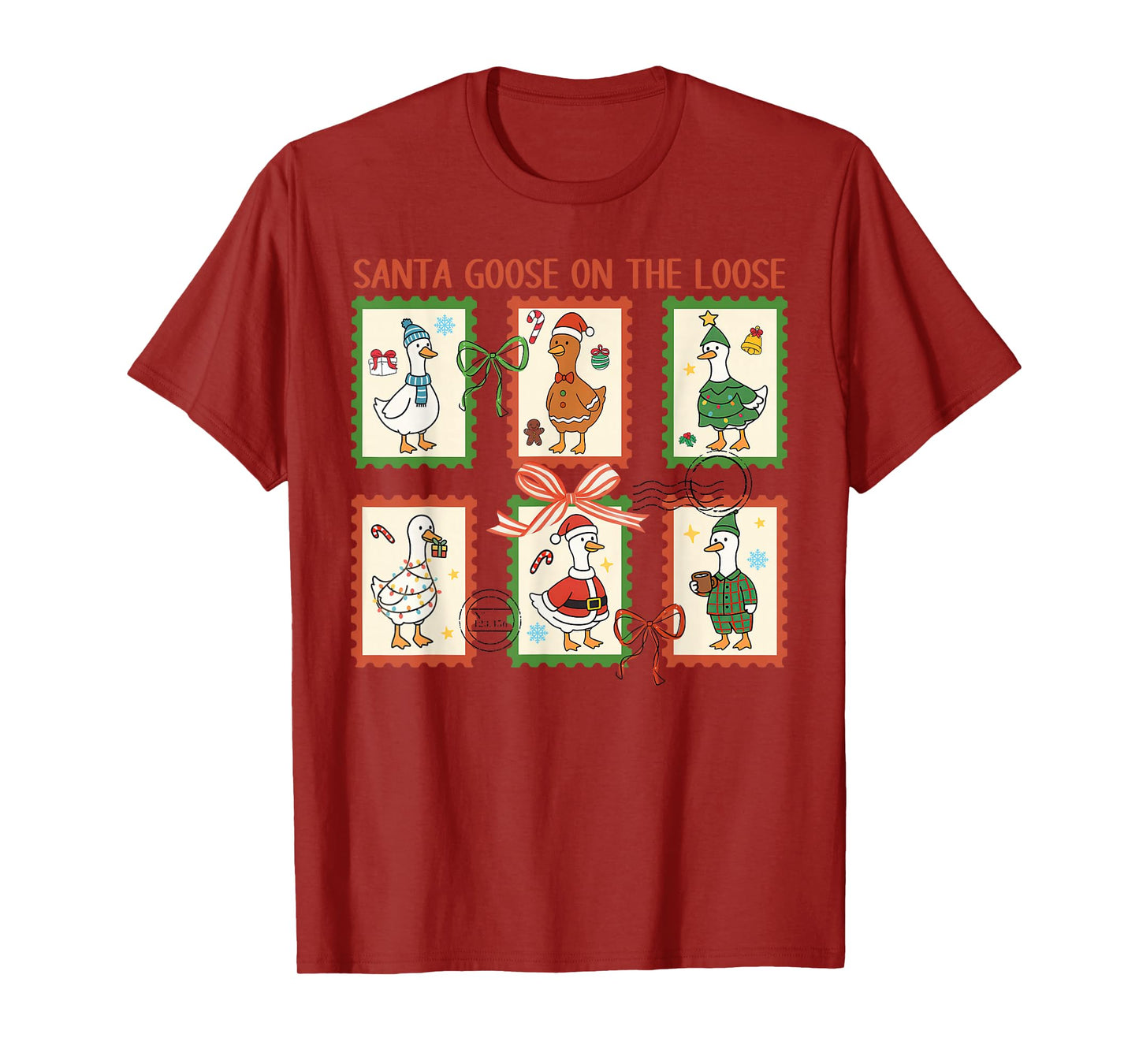Santa Goose On The Loose Merry Goosemas Christmas Cute Xmas T-Shirt