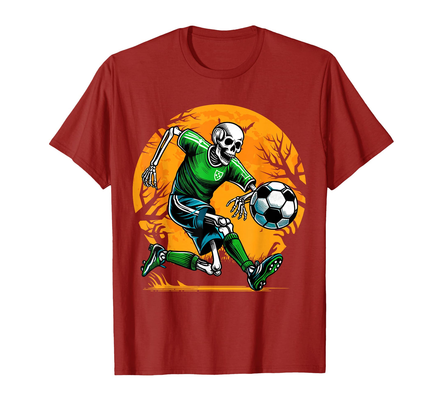 Soccer Skeleton Halloween Football Spooky Boys Soccer Player T-Shirt