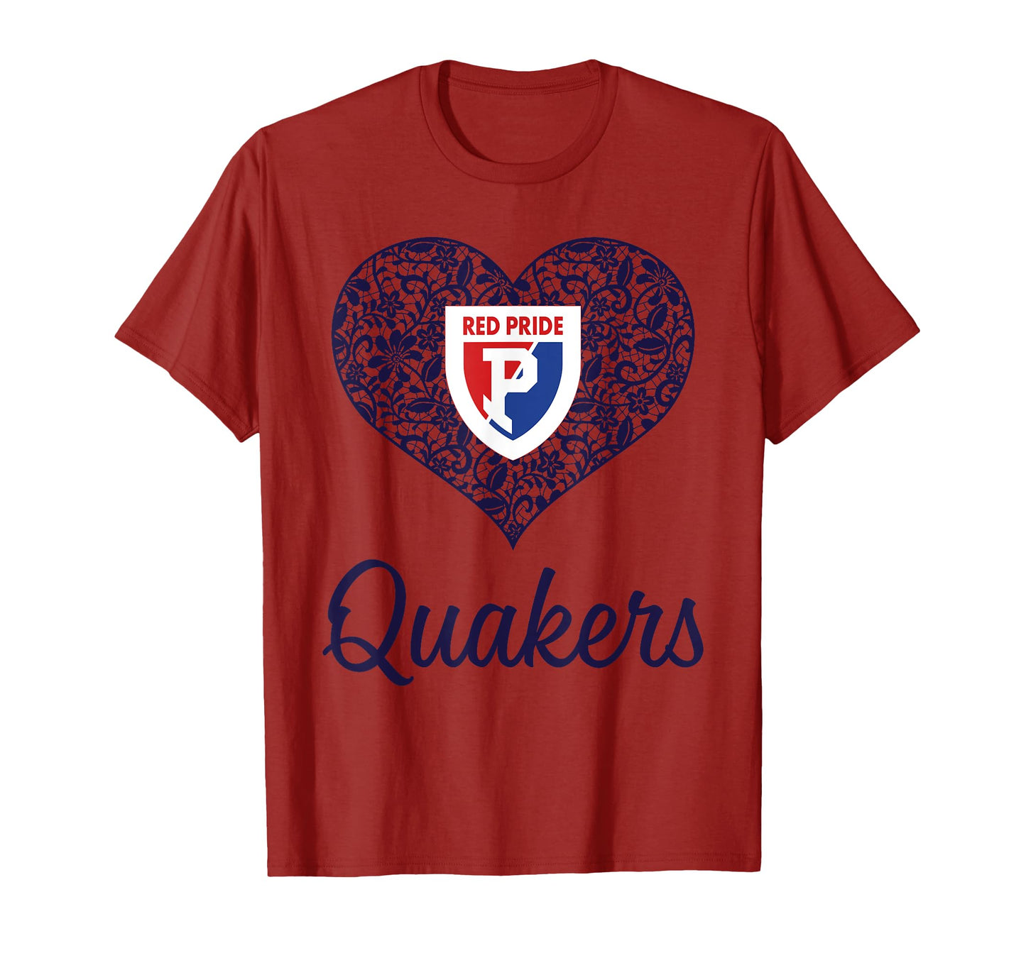 Plainfield Quakers Logo Lace Heart HS T-Shirt