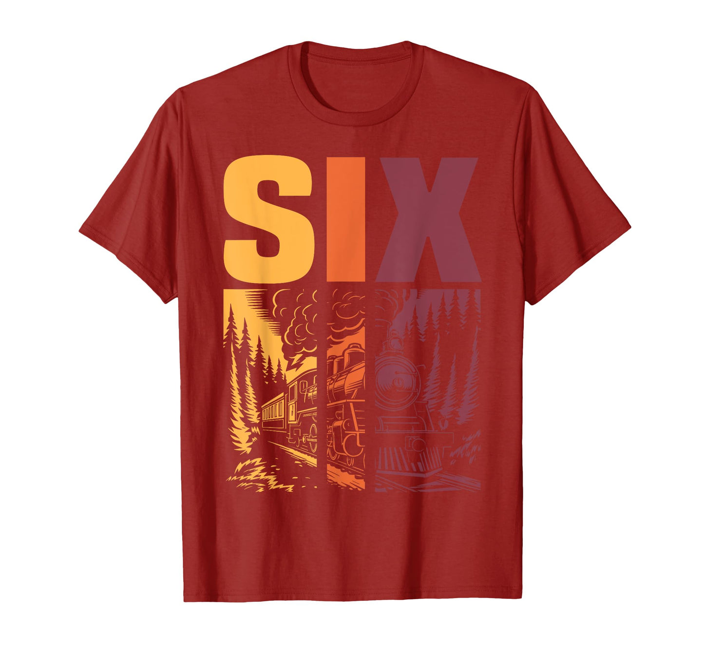 Vintage Train 6th Birthday Six Year Old Boys Locomotive T-Shirt
